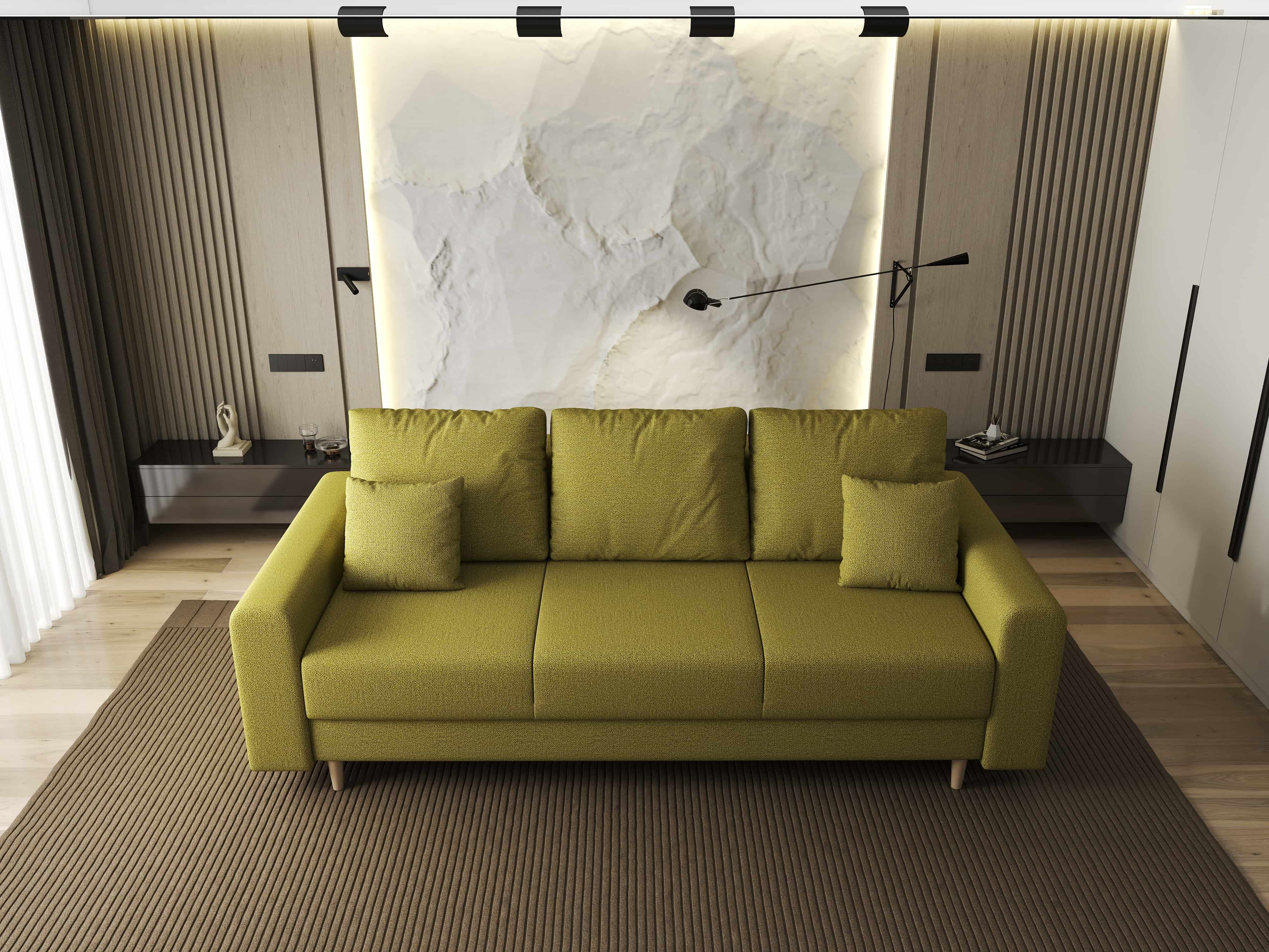 Canapea extensibilă dumonde cu ladă de depozitare si sezut confortabil din spuma HR, Kronos Enjoy Verde 210x100 cm fabrica