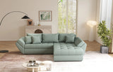Colțar extensibil dumonde cu ladă de depozitare si sezut confortabil din spuma HR, Loana Mint II 270x185 cm Fabrica