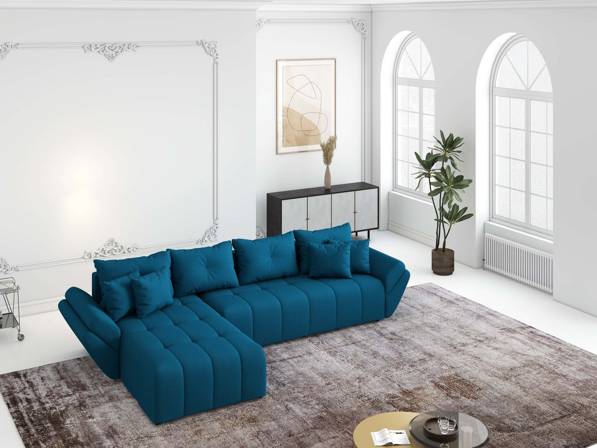 Colțar extensibil dumonde cu ladă de depozitare si sezut confortabil din spuma HR, Berlin XL Enjoy Verde Petrol 350x185 cm Fabrica