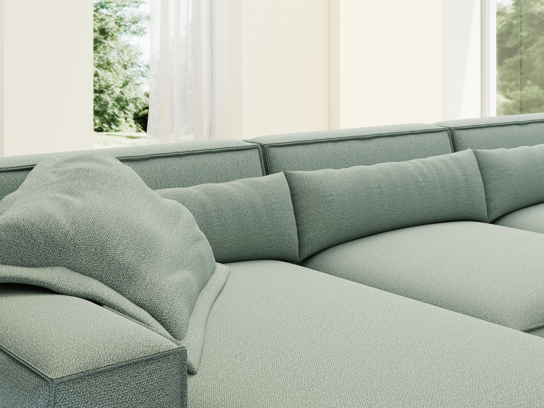 Colțar dumonde cu sezut confortabil din spuma HR, Marvelo XL Enjoy Verde Mint 366x175 cm