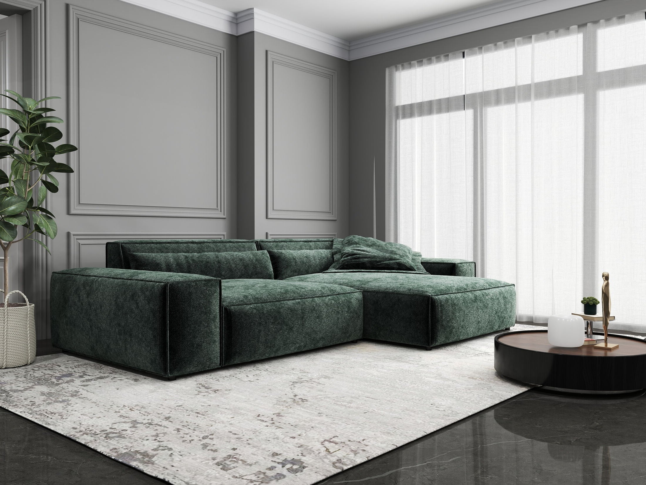 Colțar dumonde cu șezut confortabil din spumă HR, Marvelo Euphoria Verde 264x175 cm II