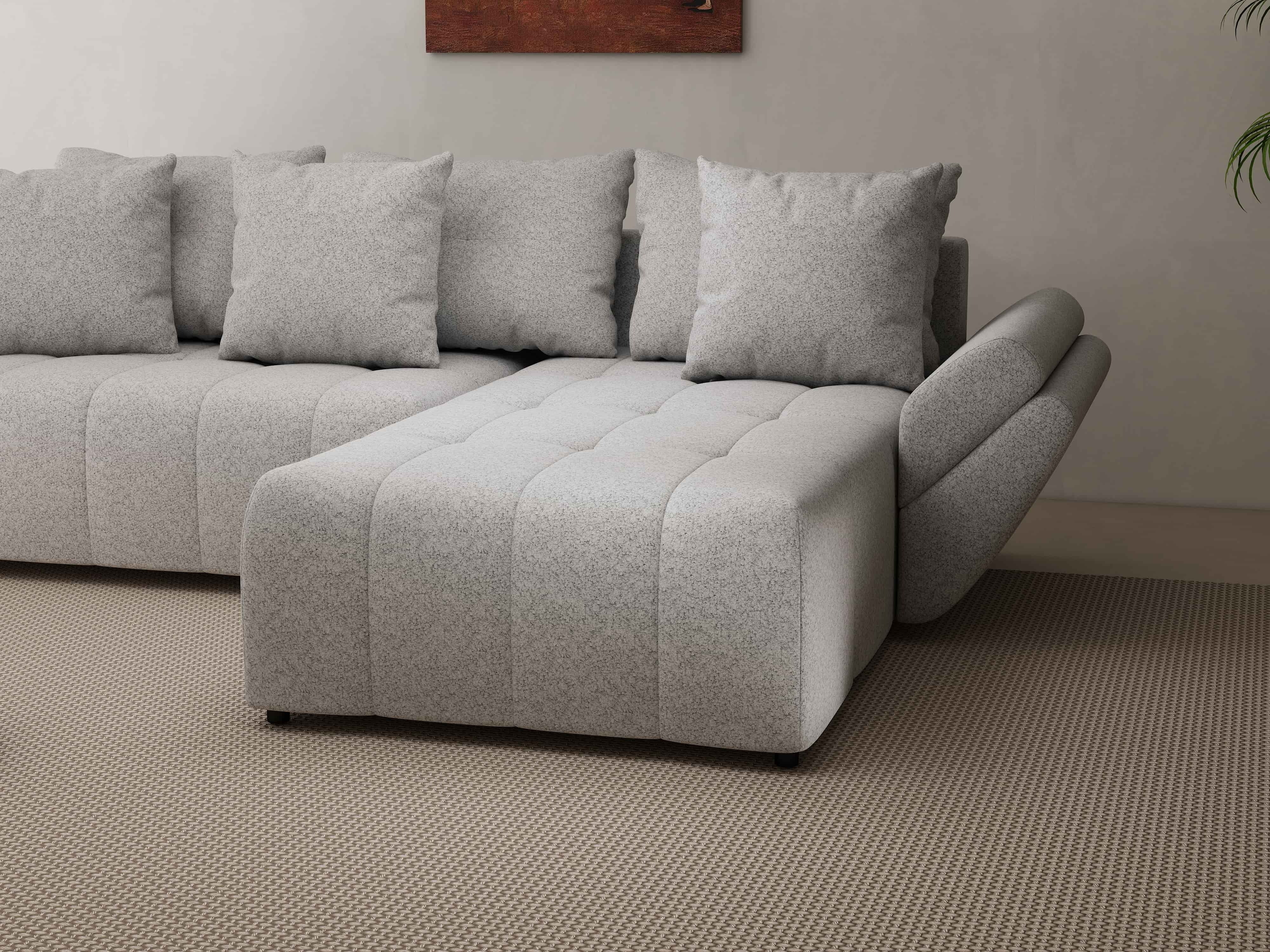 Colțar extensibil dumonde cu ladă de depozitare si sezut confortabil din spuma HR, Berlin Euphoria Gri 280x185 cm II Fabrica