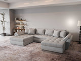 Colțar extensibil dumonde cu ladă de depozitare si sezut confortabil din spuma HR, Loana U Gri Euphoria 355x185 cm Fabrica