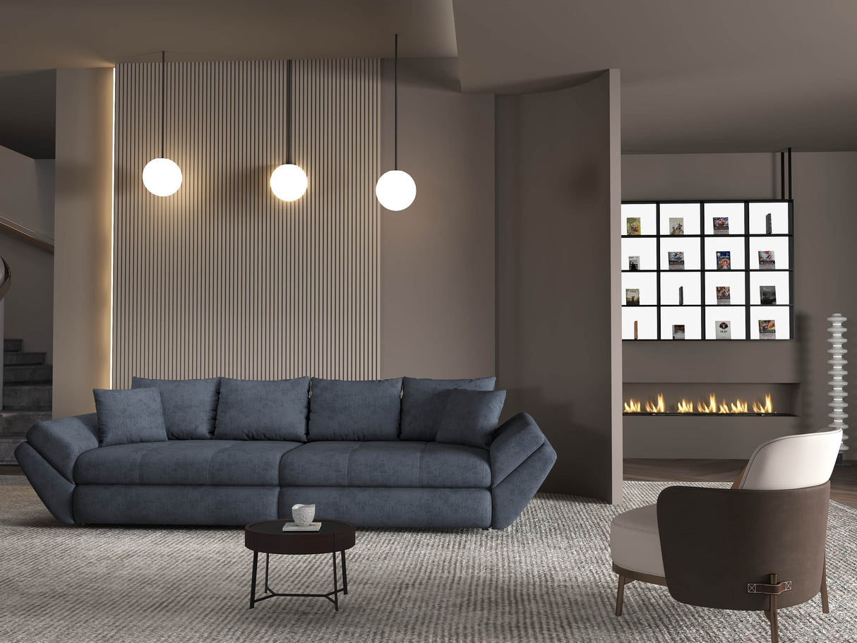Canapea extensibilă dumonde cu ladă de depozitare si sezut confortabil din spuma HR, Loana Enjoy Antracit 300x100 cm Fabrica