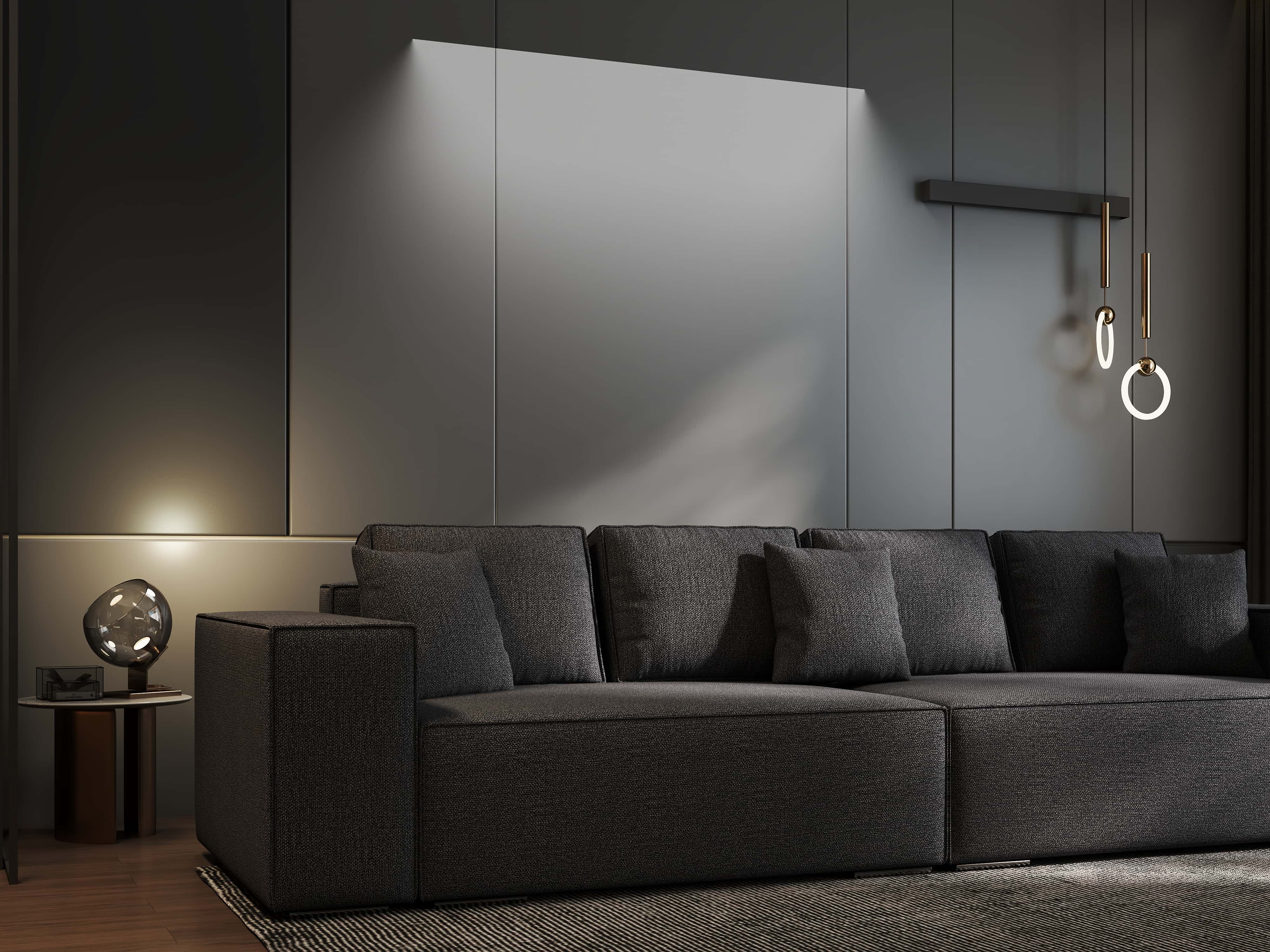 Canapea extensibilă dumonde cu ladă de depozitare si sezut confortabil din spuma HR, Dream Enjoy Grafit 310x100 cm Fabrica