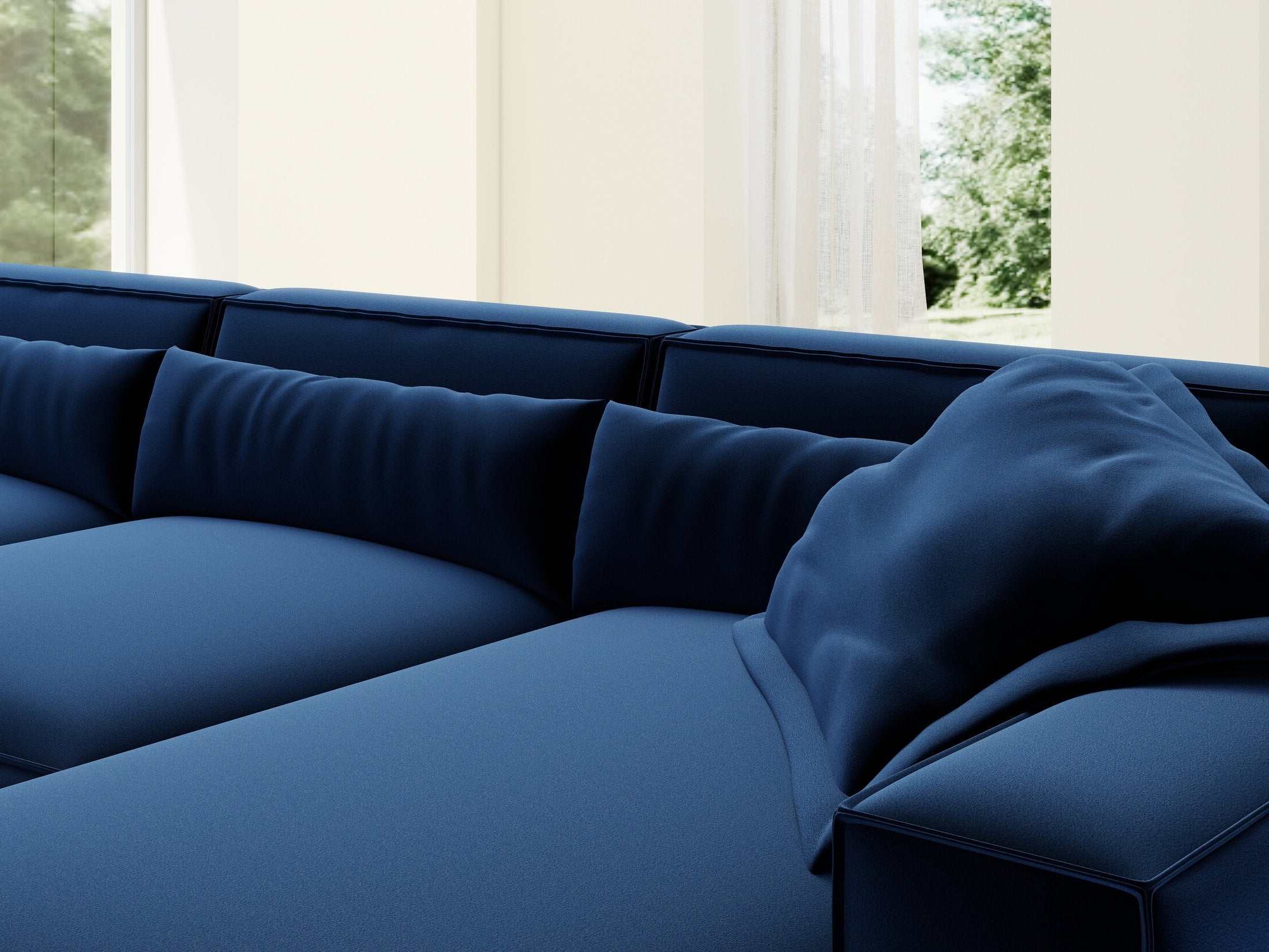 Colțar dumonde cu sezut confortabil din spuma HR, Marvelo XL Royal Albastru Navy 366x175 cm II