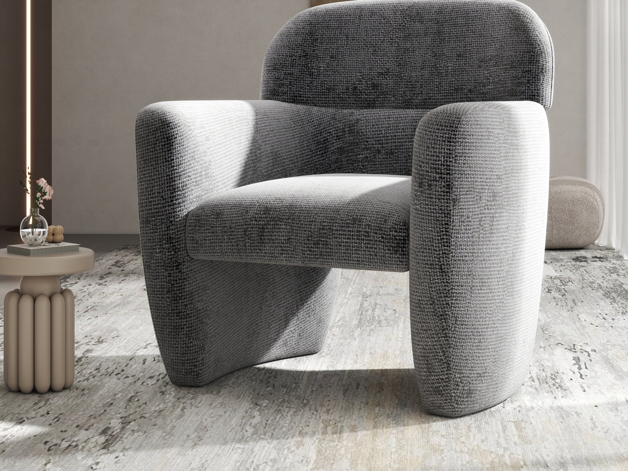 Fotoliu dumonde tapitat Gri modern Mirello 75x70cm