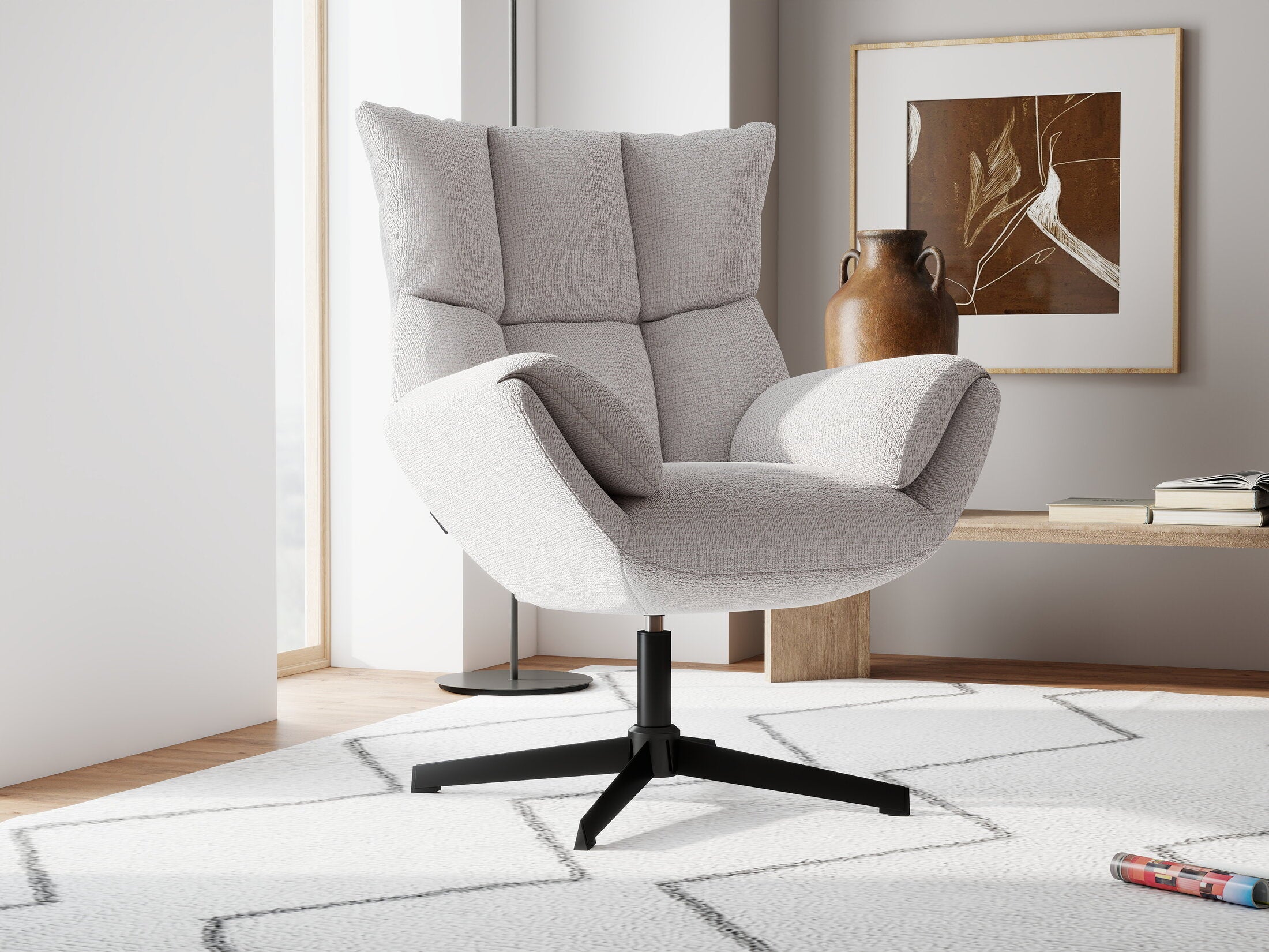 Fotoliu dumonde tapitat Bej modern Belmira 73x77cm