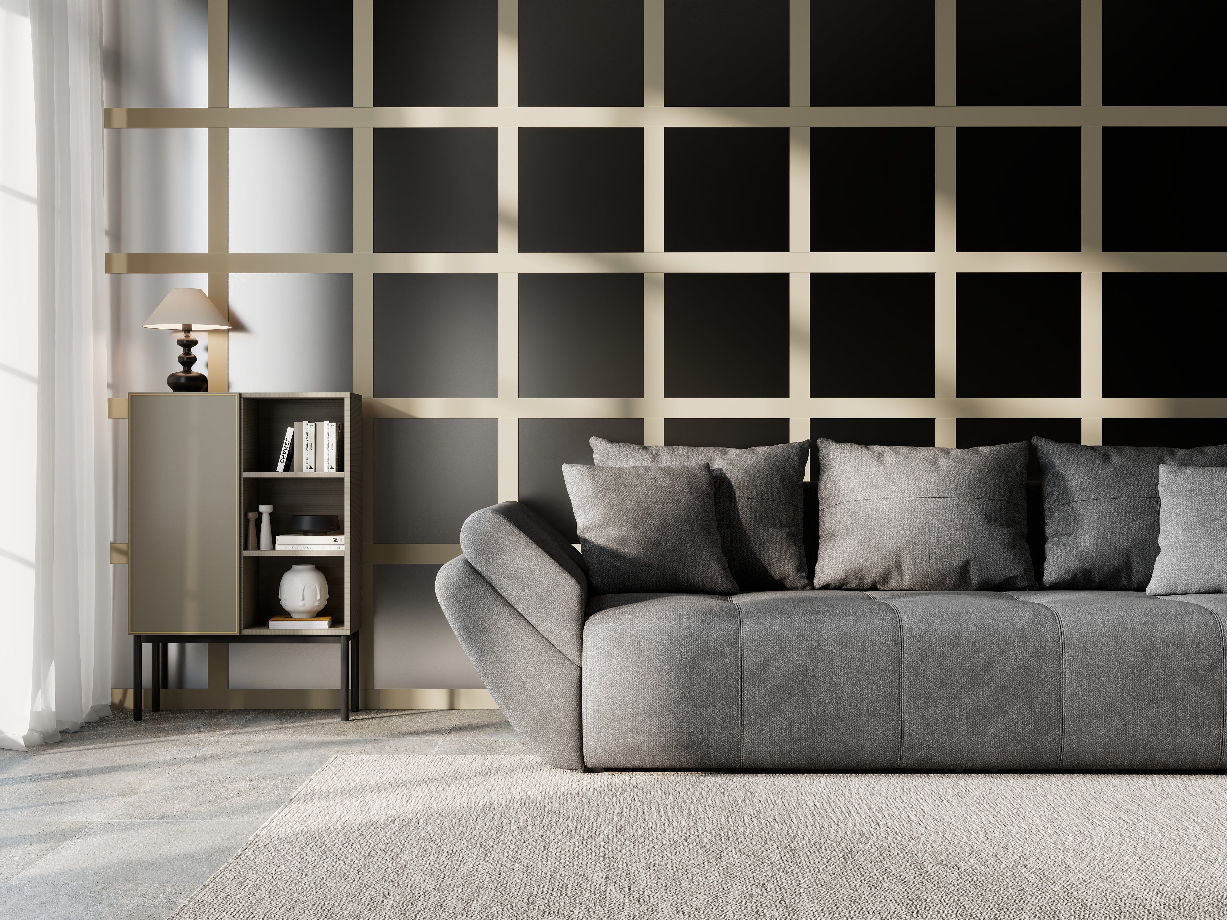 Canapea extensibilă dumonde cu ladă de depozitare si sezut confortabil din spuma HR, Berlin Kaki 250x100 cm Fabrica