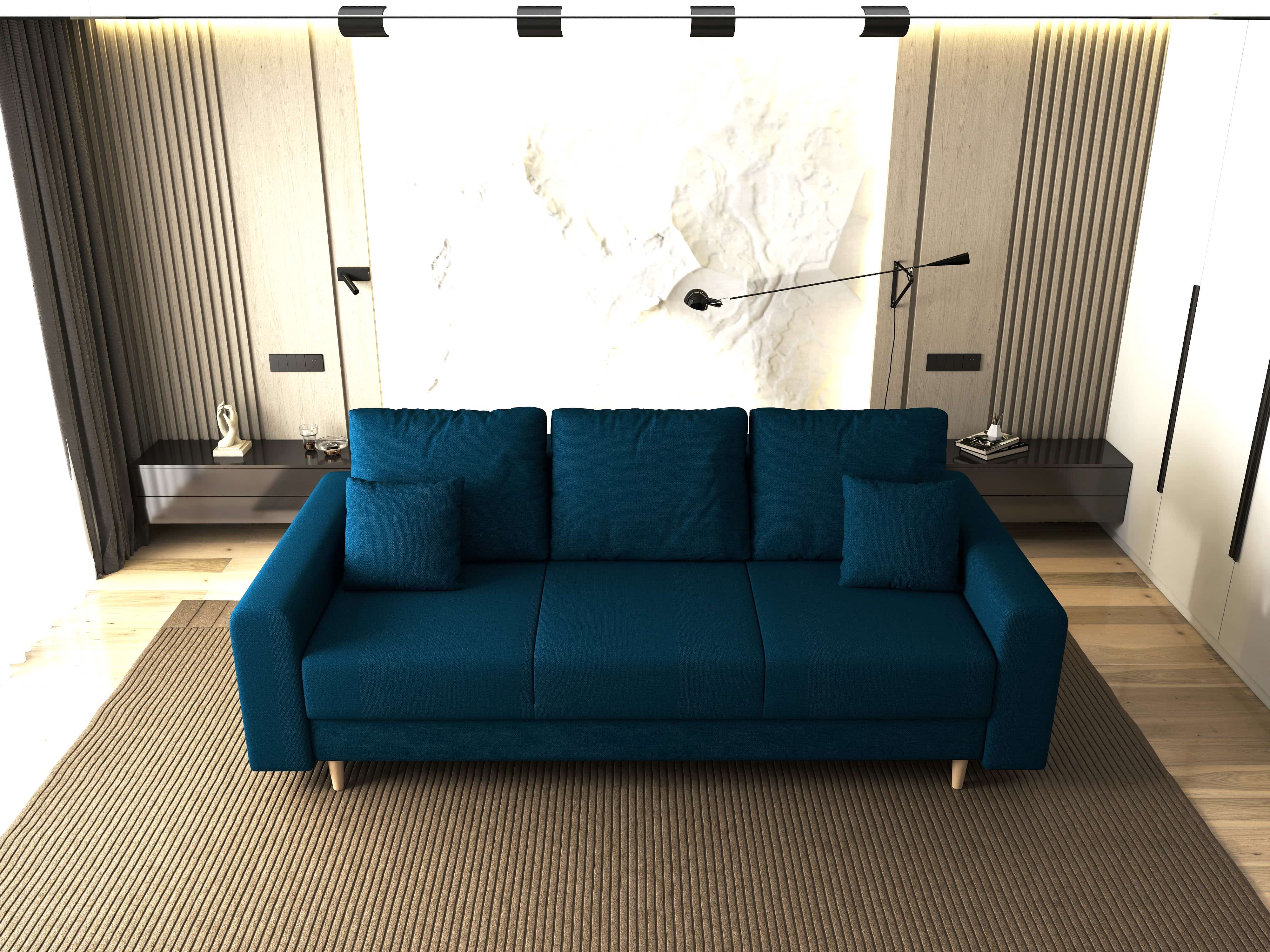 Canapea extensibilă dumonde cu ladă de depozitare si sezut confortabil din spuma HR, Kronos Enjoy Petrol 210x100 cm fabrica