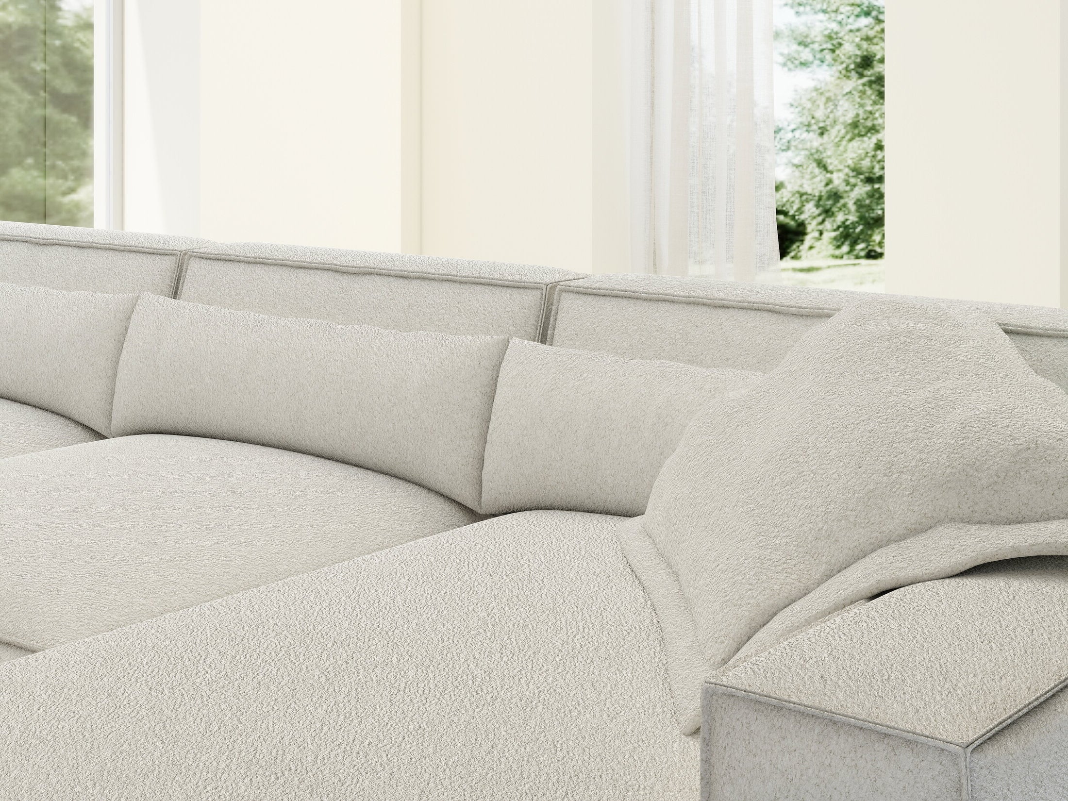 Colțar dumonde cu sezut confortabil din spuma HR, Marvelo XL Euphoria Alb 366x175 cm II