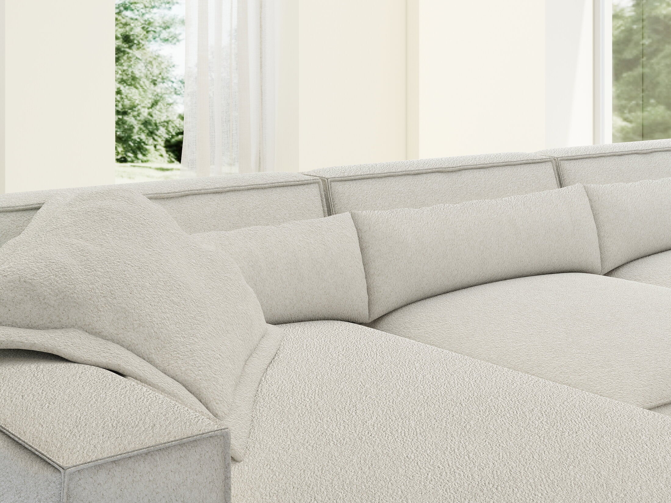 Colțar dumonde cu sezut confortabil din spuma HR, Marvelo XL Euphoria Alb 366x175 cm