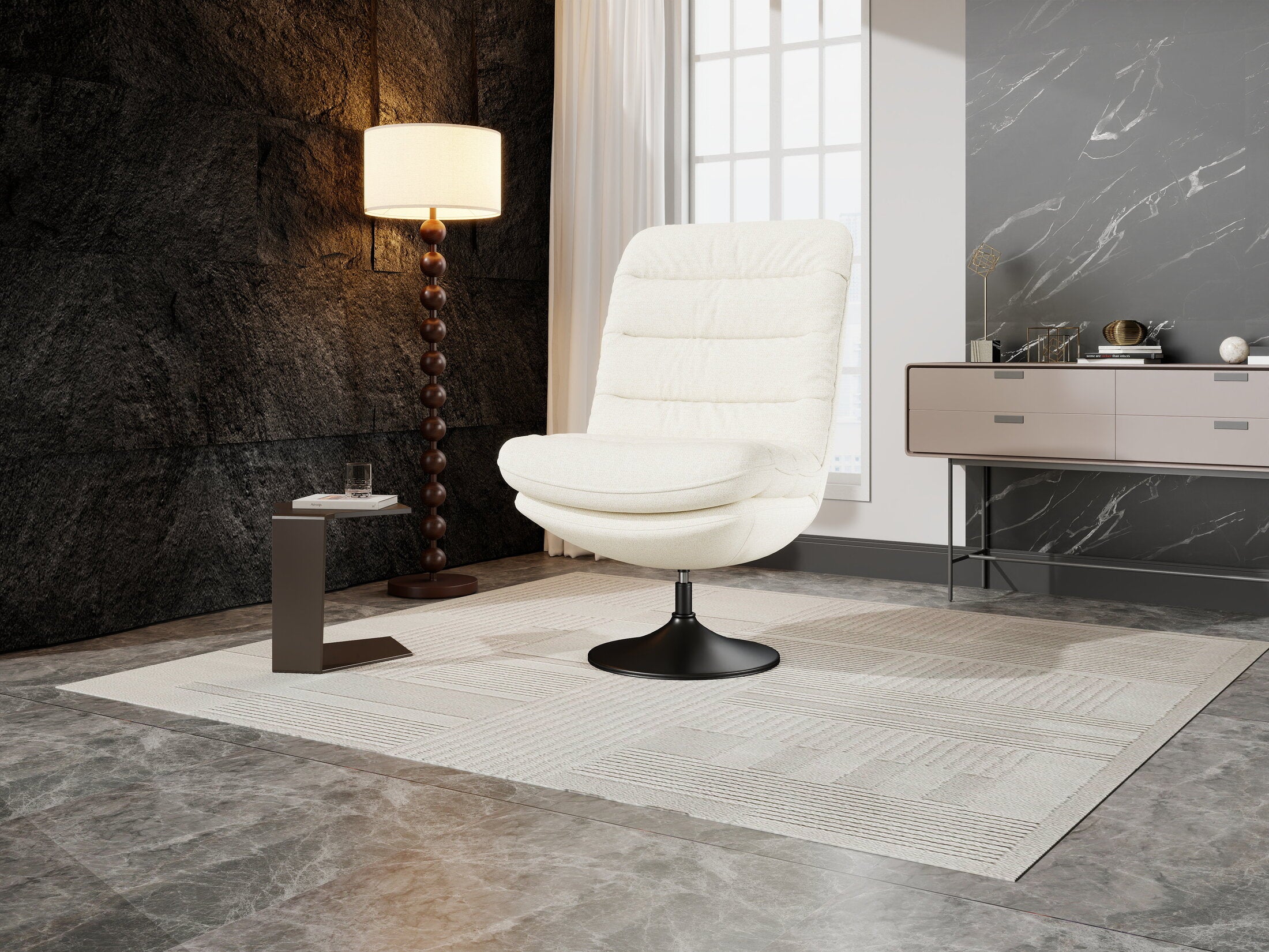 Fotoliu dumonde tapitat Bej modern Cortéz 77x83cm