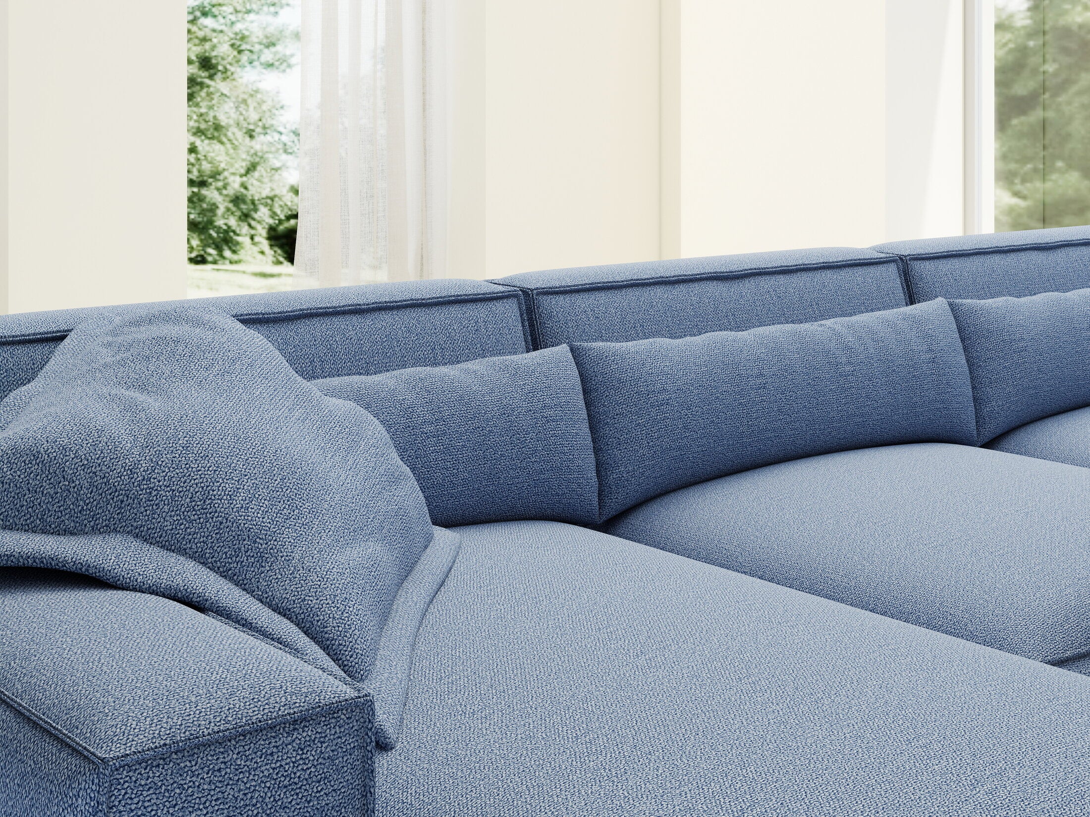 Colțar dumonde cu sezut confortabil din spuma HR, Marvelo XL Enjoy Albastru 366x175 cm