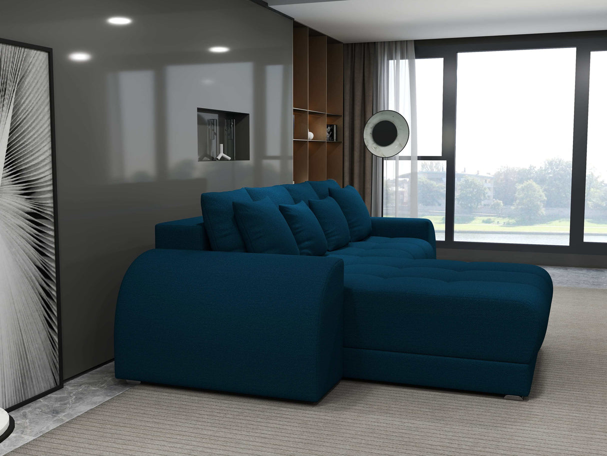 Colțar extensibil dumonde cu ladă de depozitare si sezut confortabil din spuma HR, Verona Enjoy Verde Petrol 290x185 cm Fabrica