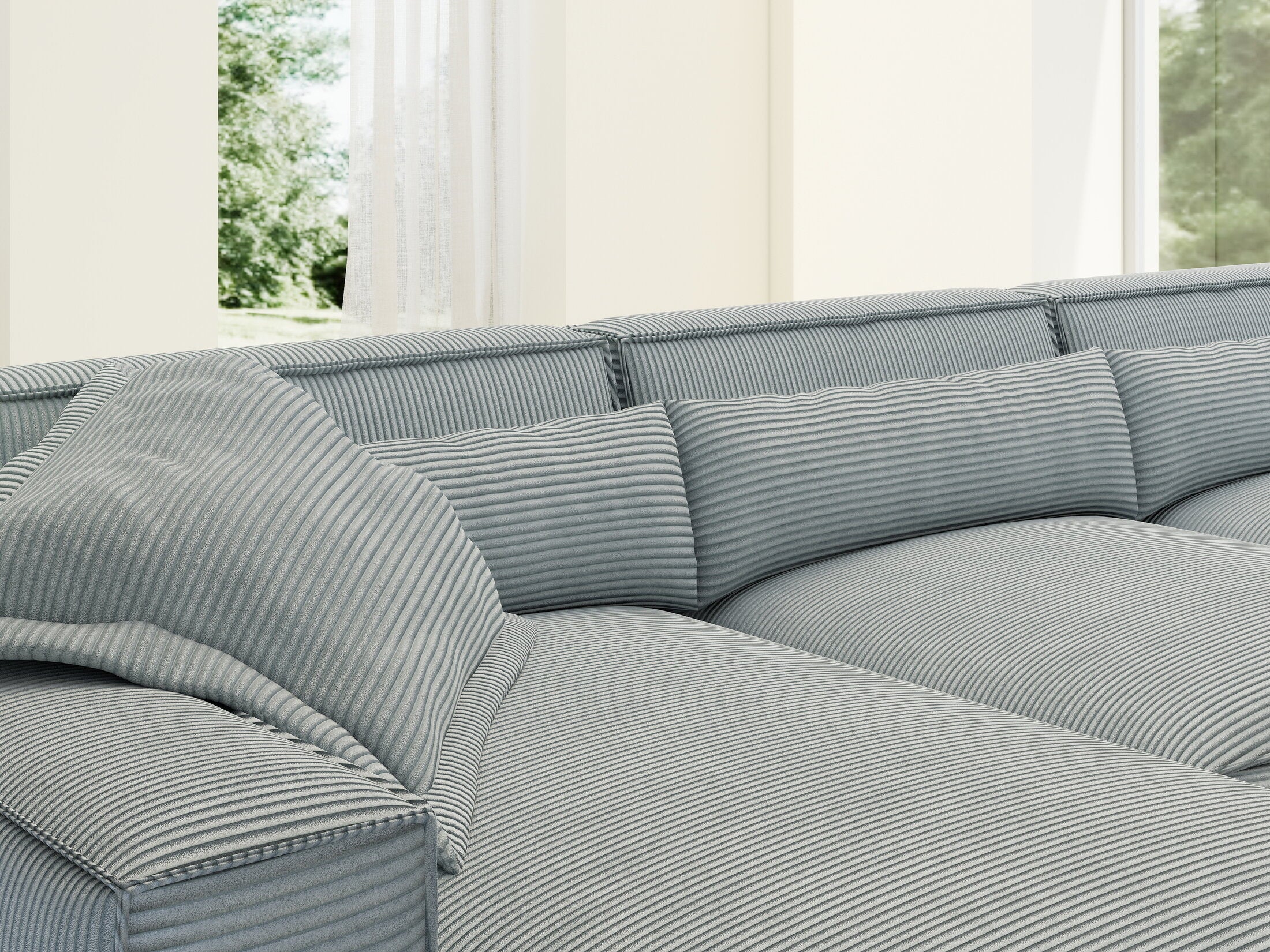 Colțar dumonde cu sezut confortabil din spuma HR, Marvelo XL Zoom Gri 366x175 cm