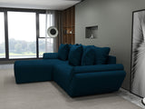 Colțar extensibil dumonde cu ladă de depozitare si sezut confortabil din spuma HR, Berlin Enjoy Verde Petrol 280x185 cm Fabrica