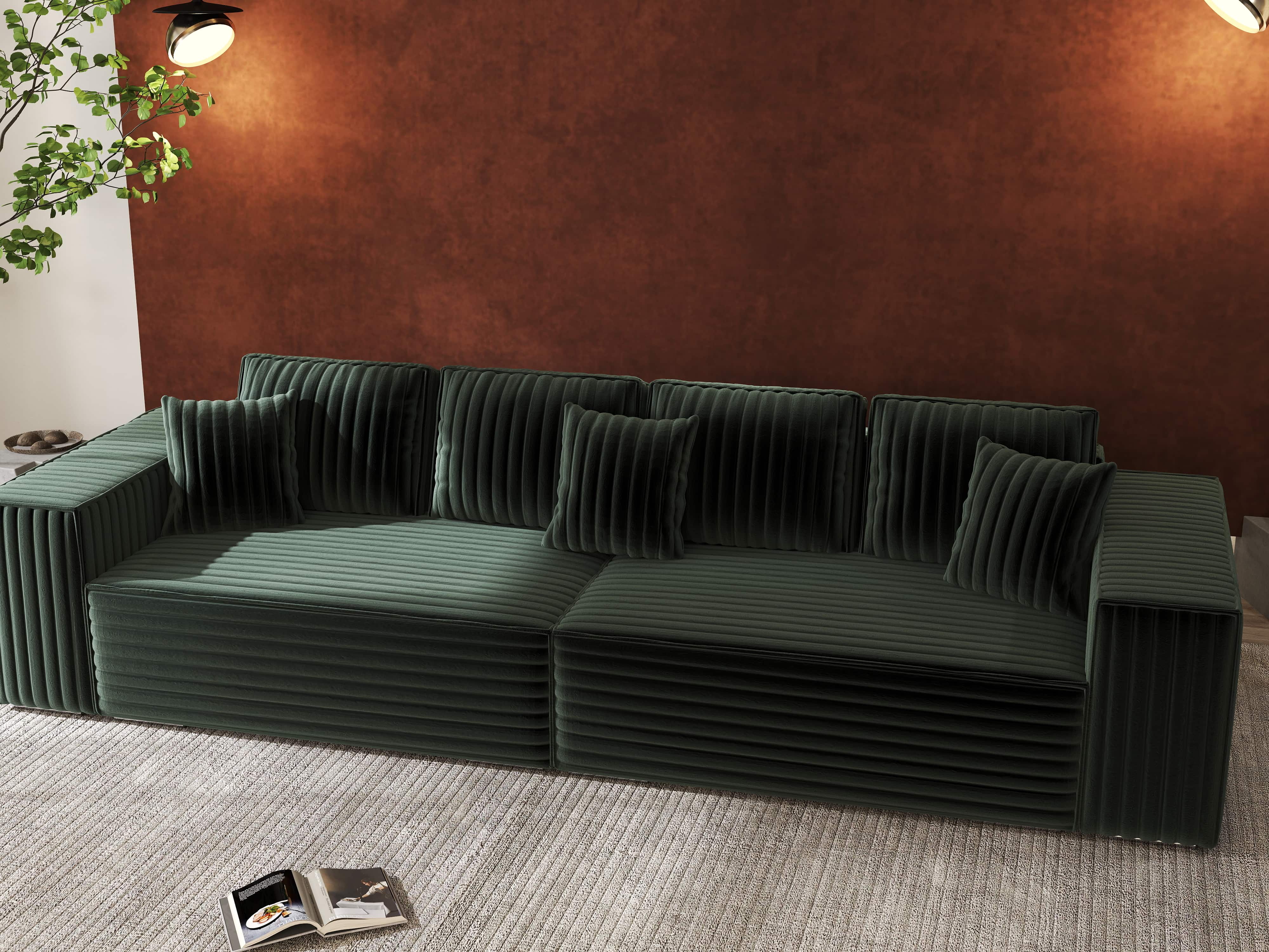 Canapea extensibilă dumonde cu ladă de depozitare si sezut confortabil din spuma HR, Dream Ambience Verde 310x100 cm Fabrica