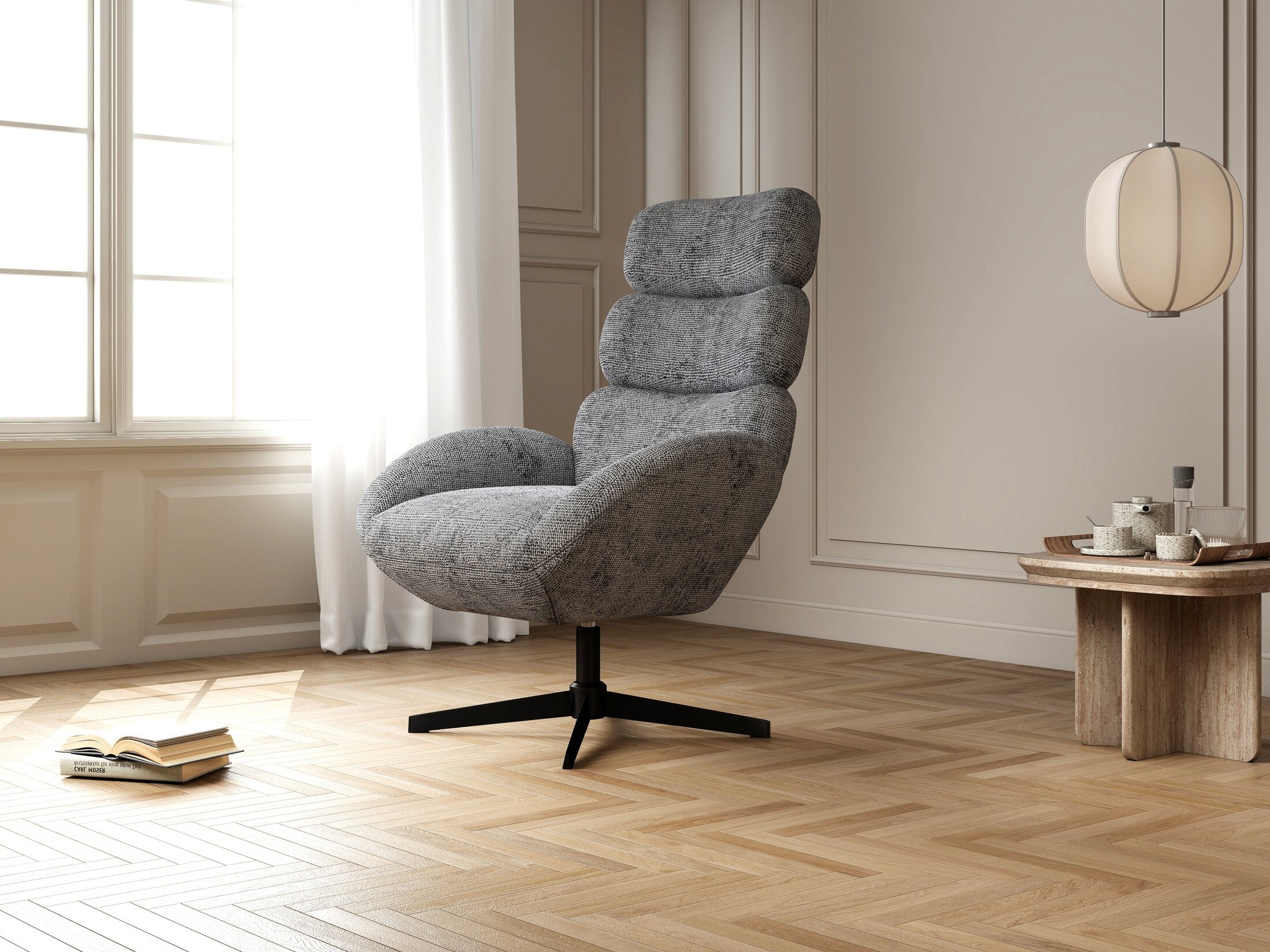 Fotoliu dumonde tapitat Gri modern Zaffiro 75x83cm