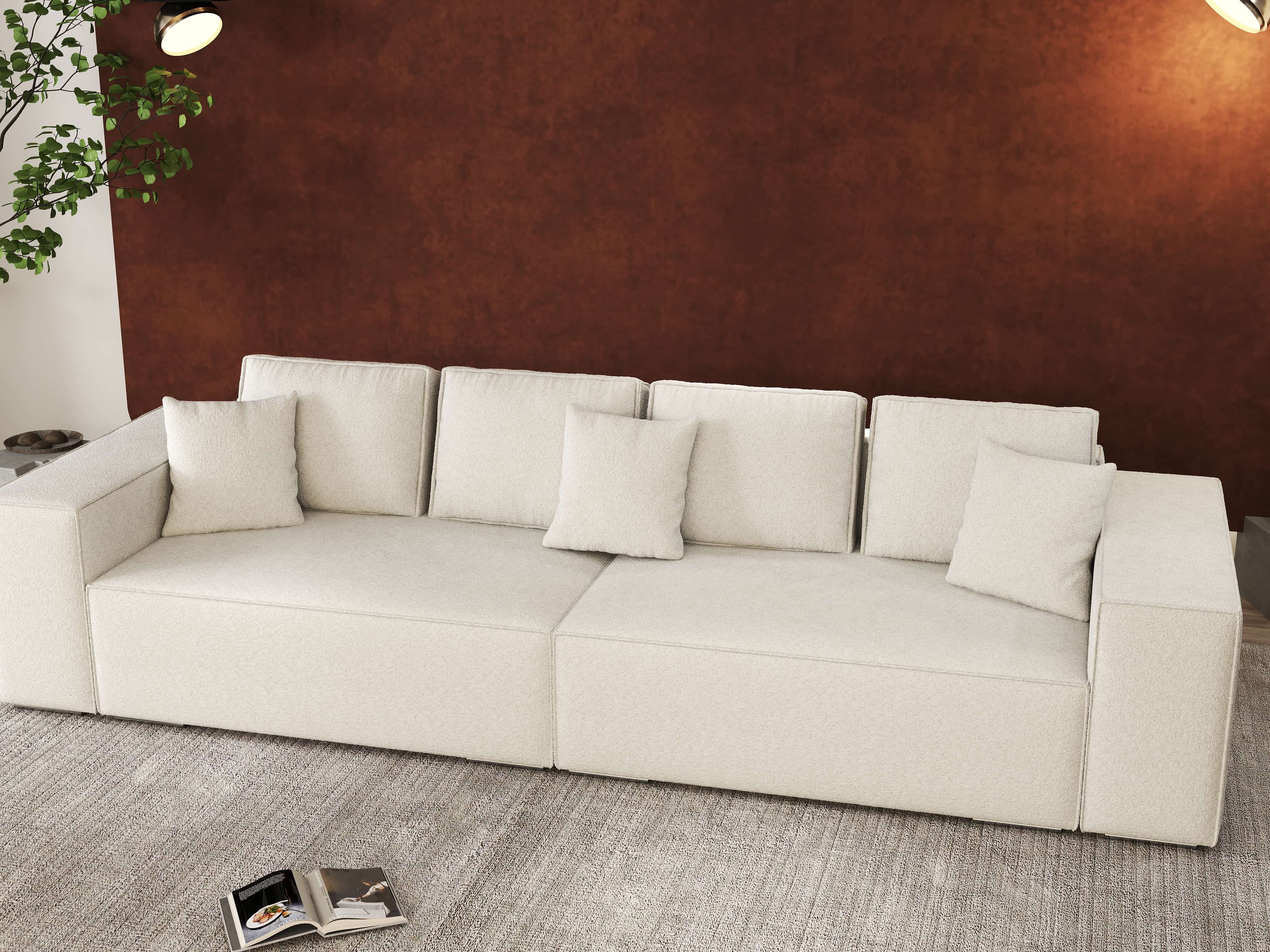 Canapea extensibilă dumonde cu ladă de depozitare si sezut confortabil din spuma HR, Dream Euphoria Ivory 310x100 cm Fabrica