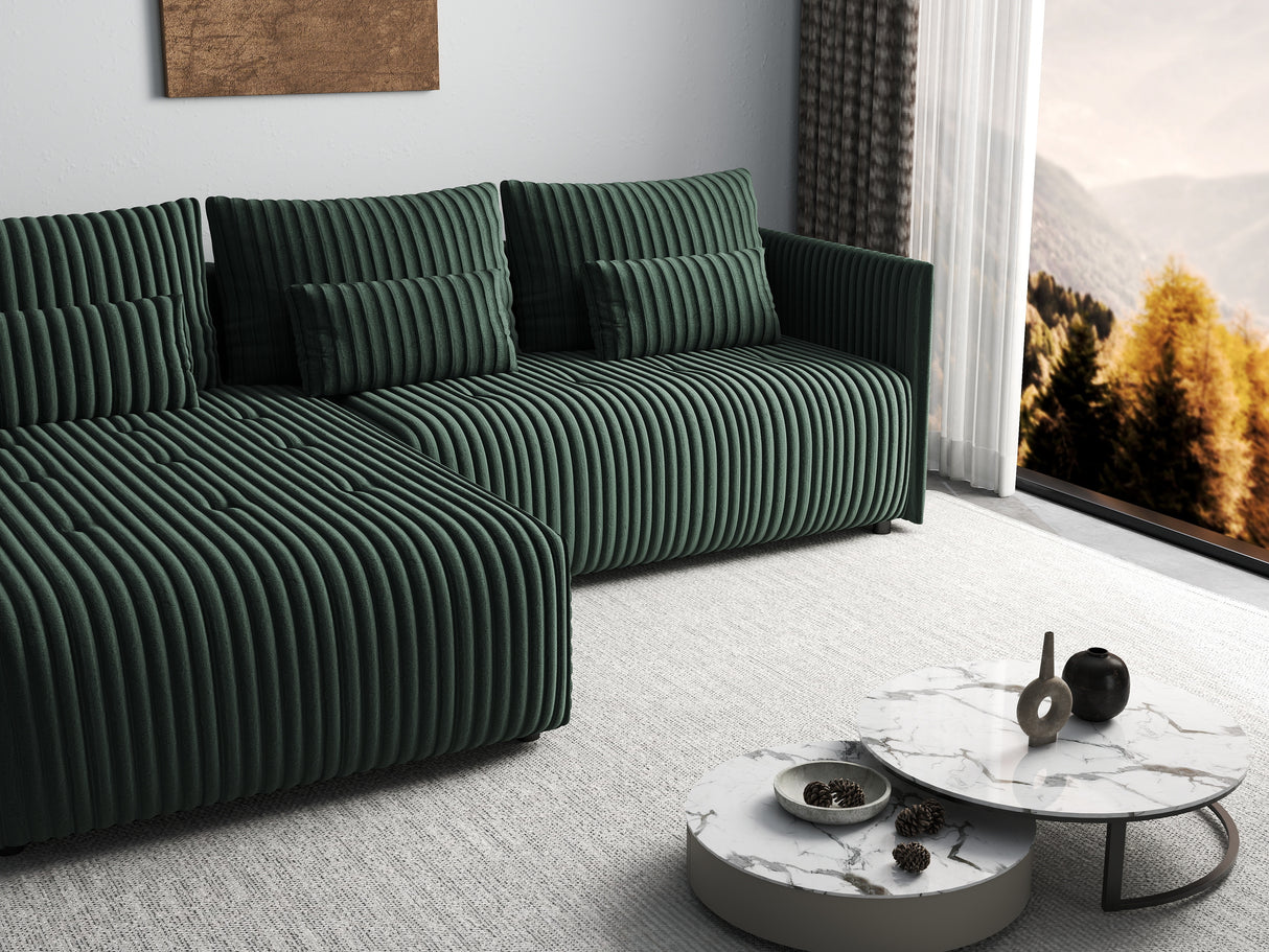 Colțar extensibil dumonde cu ladă de depozitare si sezut confortabil din spuma HR, Malta Ambience Verde II 235x185 cm