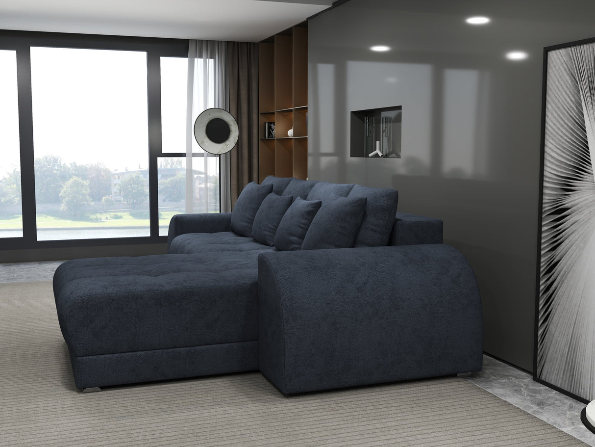 Colțar extensibil dumonde cu ladă de depozitare si sezut confortabil din spuma HR, Verona Enjoy Gri Antracit II 290x185 cm Fabrica