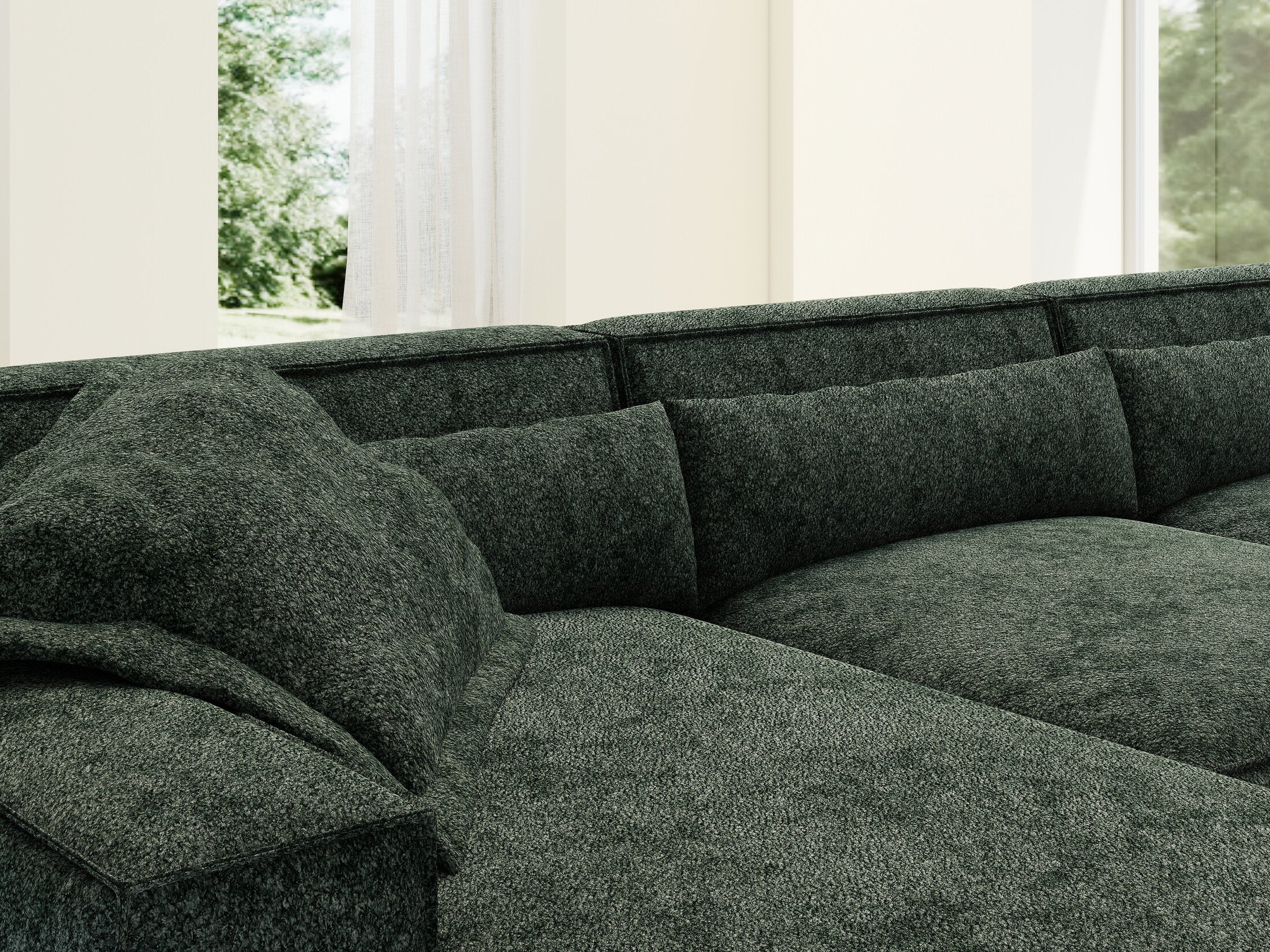 Colțar dumonde cu sezut confortabil din spuma HR, Marvelo XL Euphoria Verde 366x175 cm