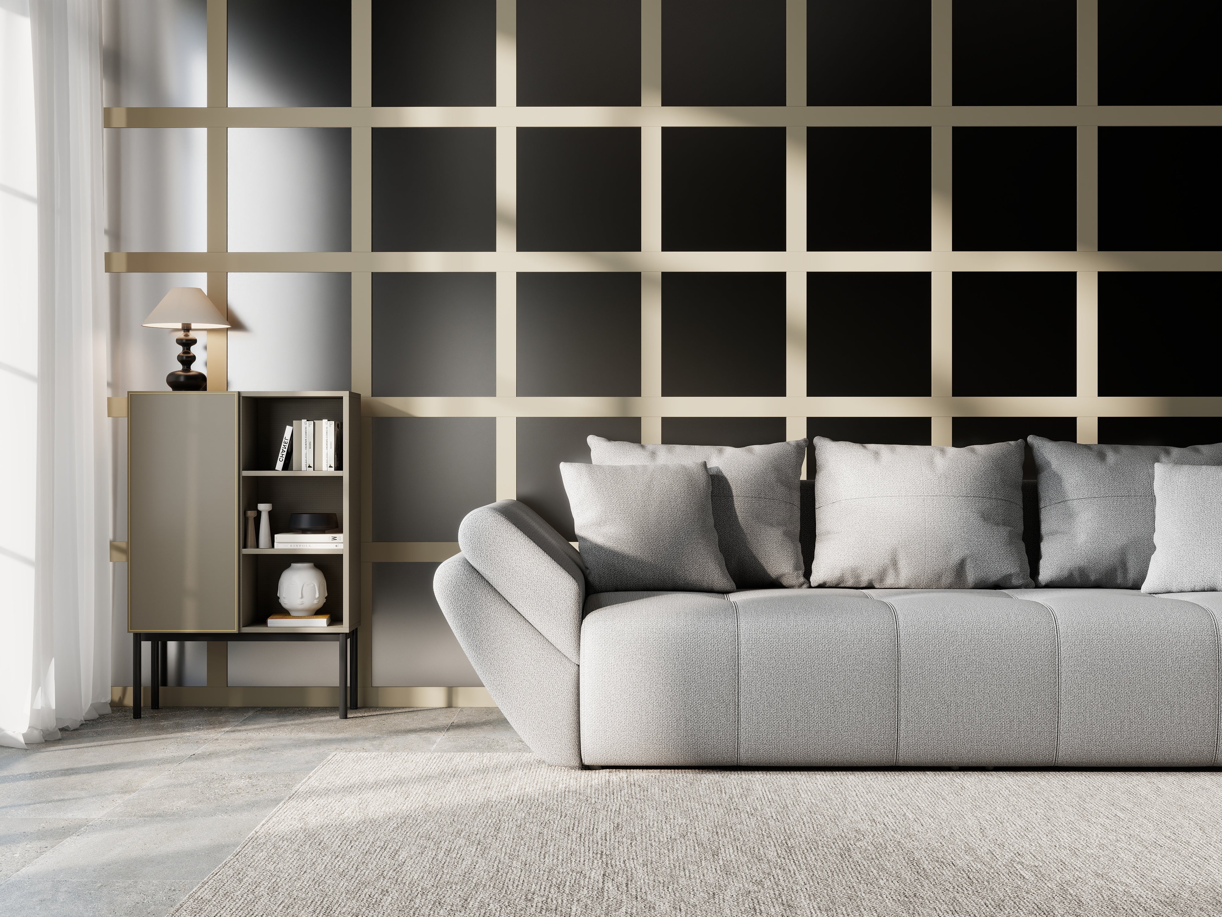 Canapea extensibilă dumonde cu ladă de depozitare si sezut confortabil din spuma HR, Berlin Grey 250x100 cm Fabrica
