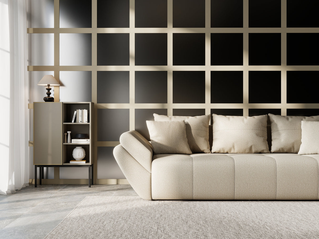 Canapea extensibilă dumonde cu ladă de depozitare si sezut confortabil din spuma HR, Berlin Bej 250x100 cm Fabrica
