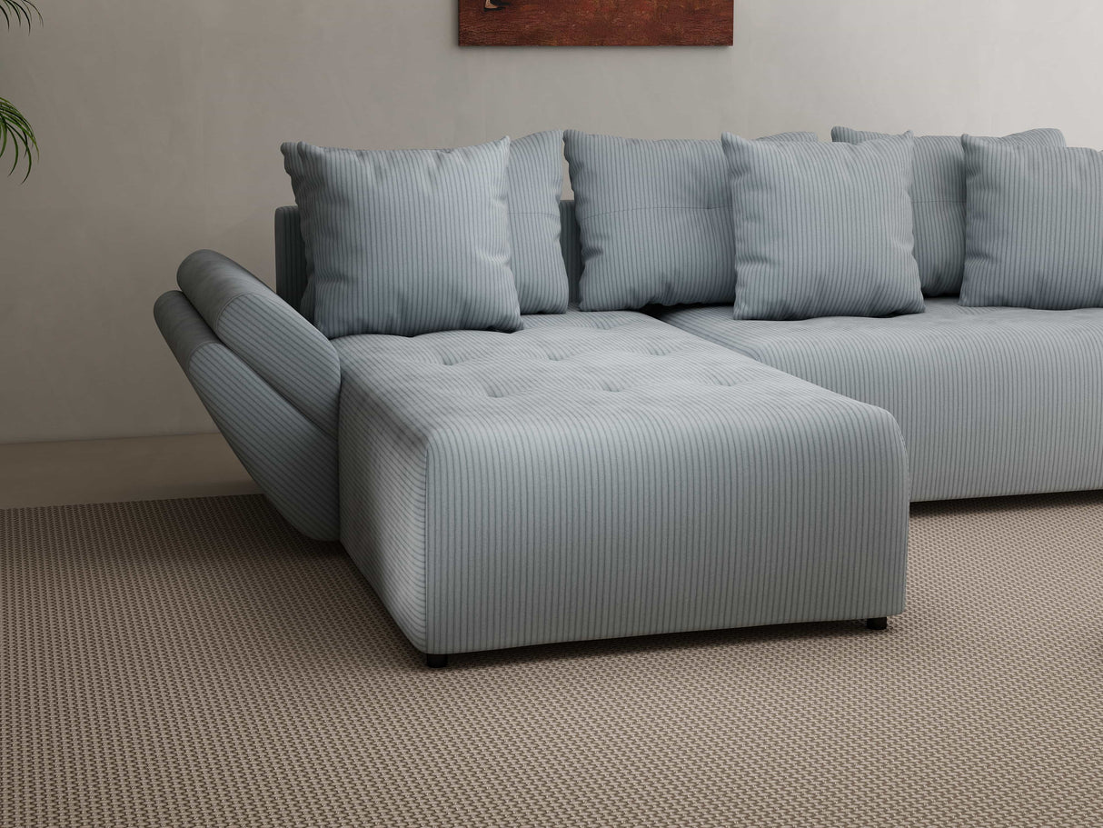 Colțar extensibil dumonde cu ladă de depozitare si sezut confortabil din spuma HR, Berlin Zoom Grey 280x185 cm Fabrica