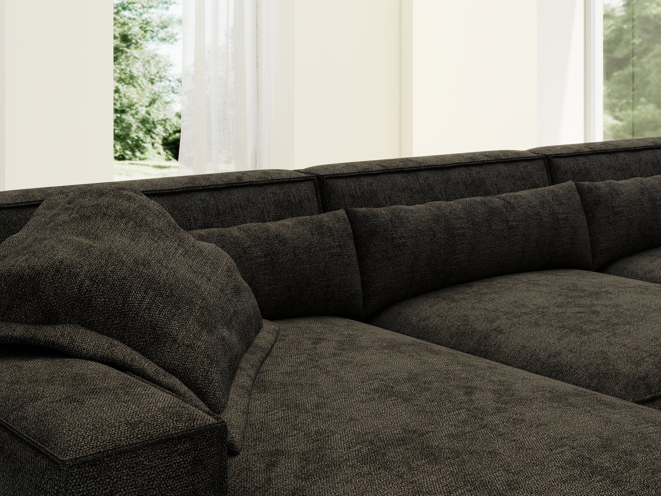 Colțar dumonde cu sezut confortabil din spuma HR, Marvelo XL Enjoy Black 366x175 cm