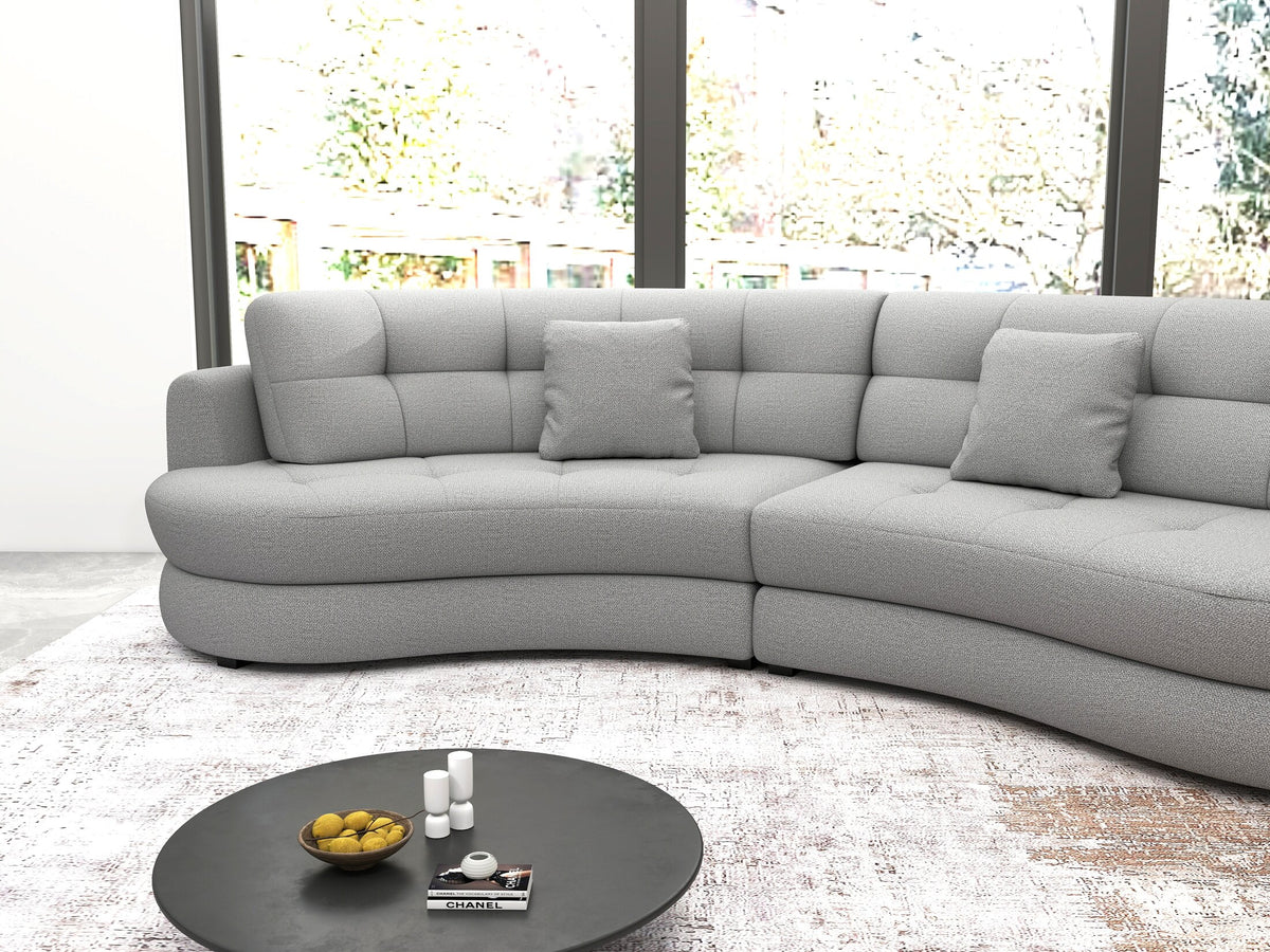Canapea semirotunda dumonde cu șezut confortabil din spumă HR, Roma Enjoy Gri 300x160 cm