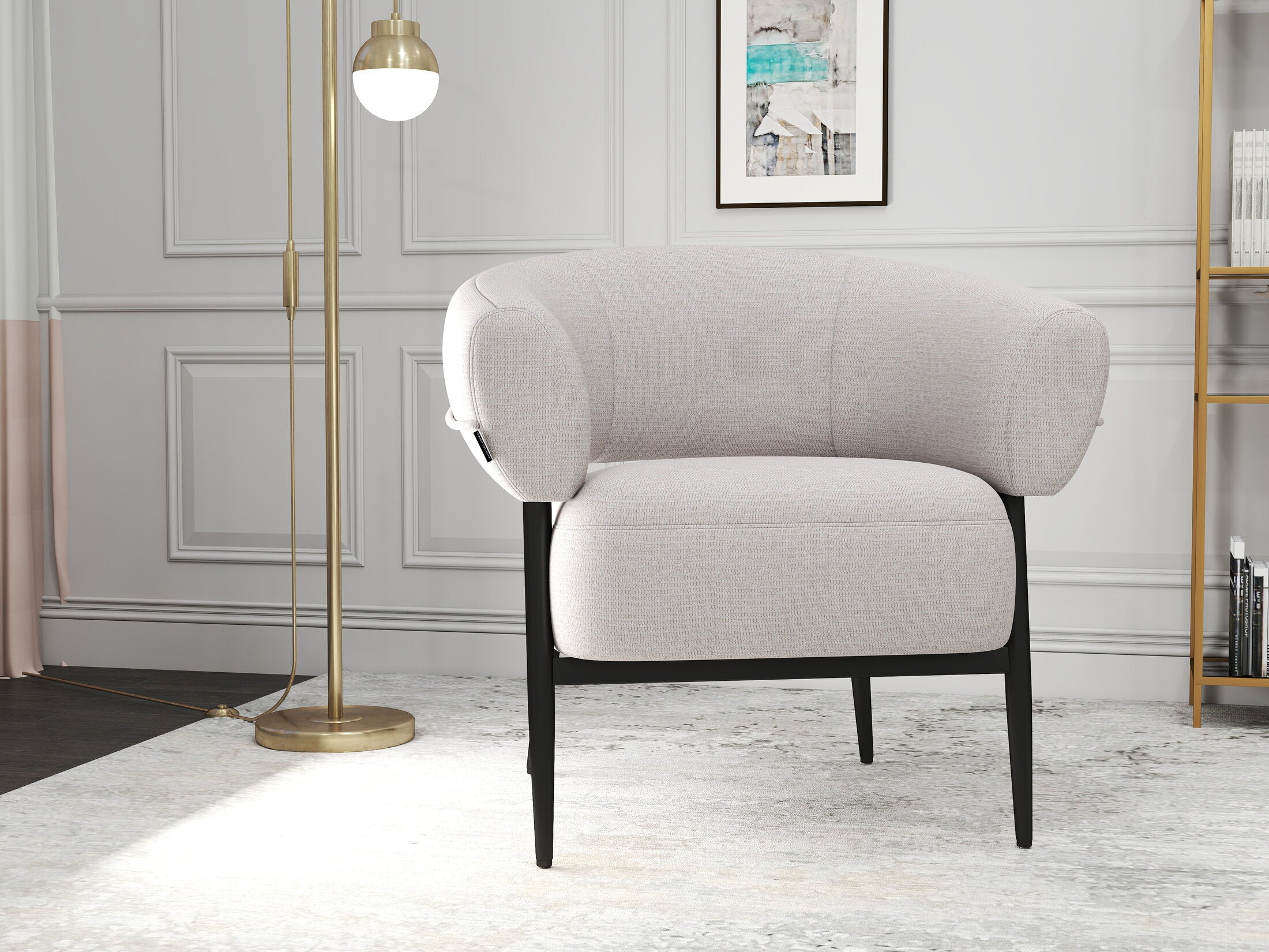 Fotoliu dumonde tapitat Alb modern Elysia 71x81cm