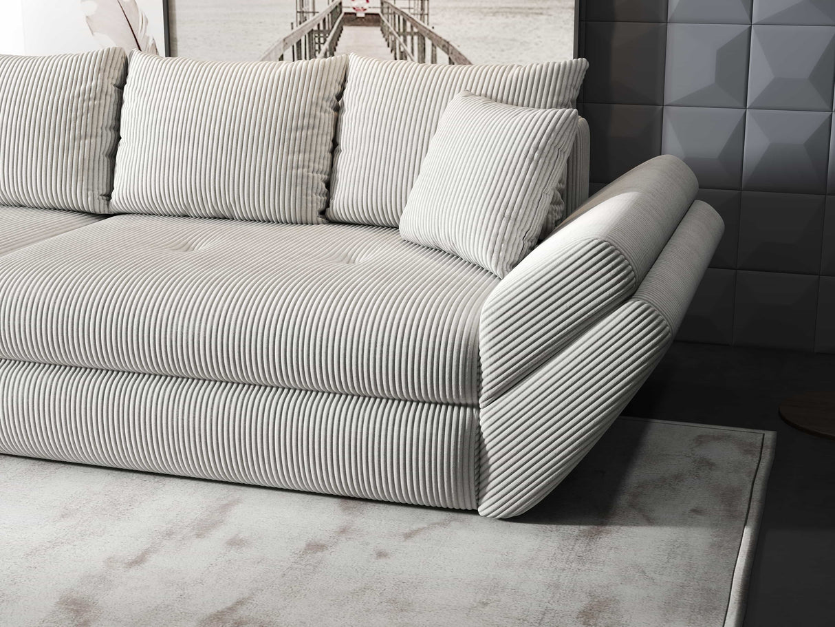 Canapea extensibilă dumonde cu ladă de depozitare si sezut confortabil din spuma HR, Loana Zoom Bej 300x100 cm Fabrica