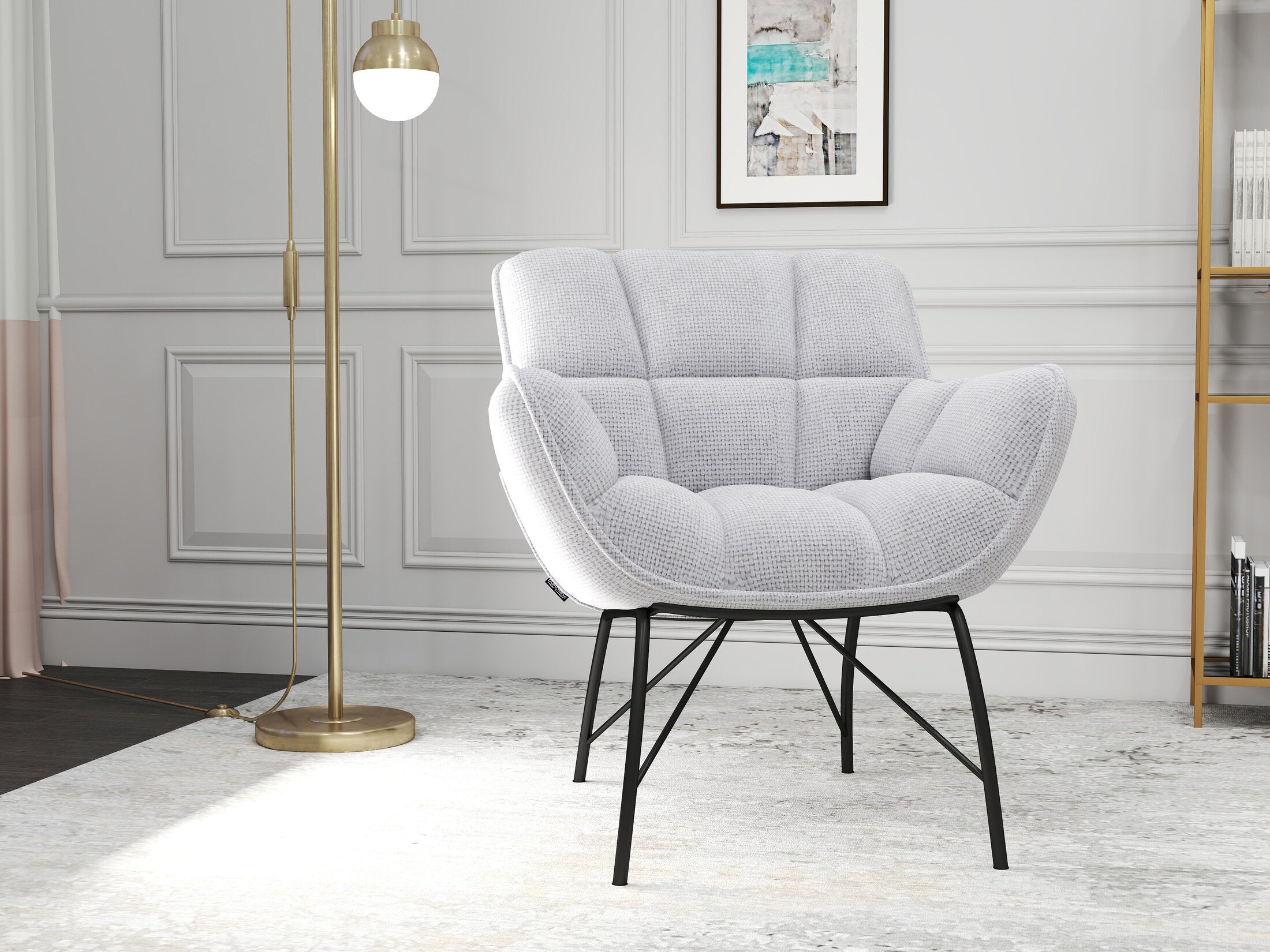 Fotoliu dumonde tapitat Gri modern Sienna 72x79cm