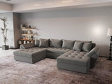 Colțar extensibil dumonde cu ladă de depozitare si sezut confortabil din spuma HR, Loana Royal Gri U 355x185 cm Fabrica