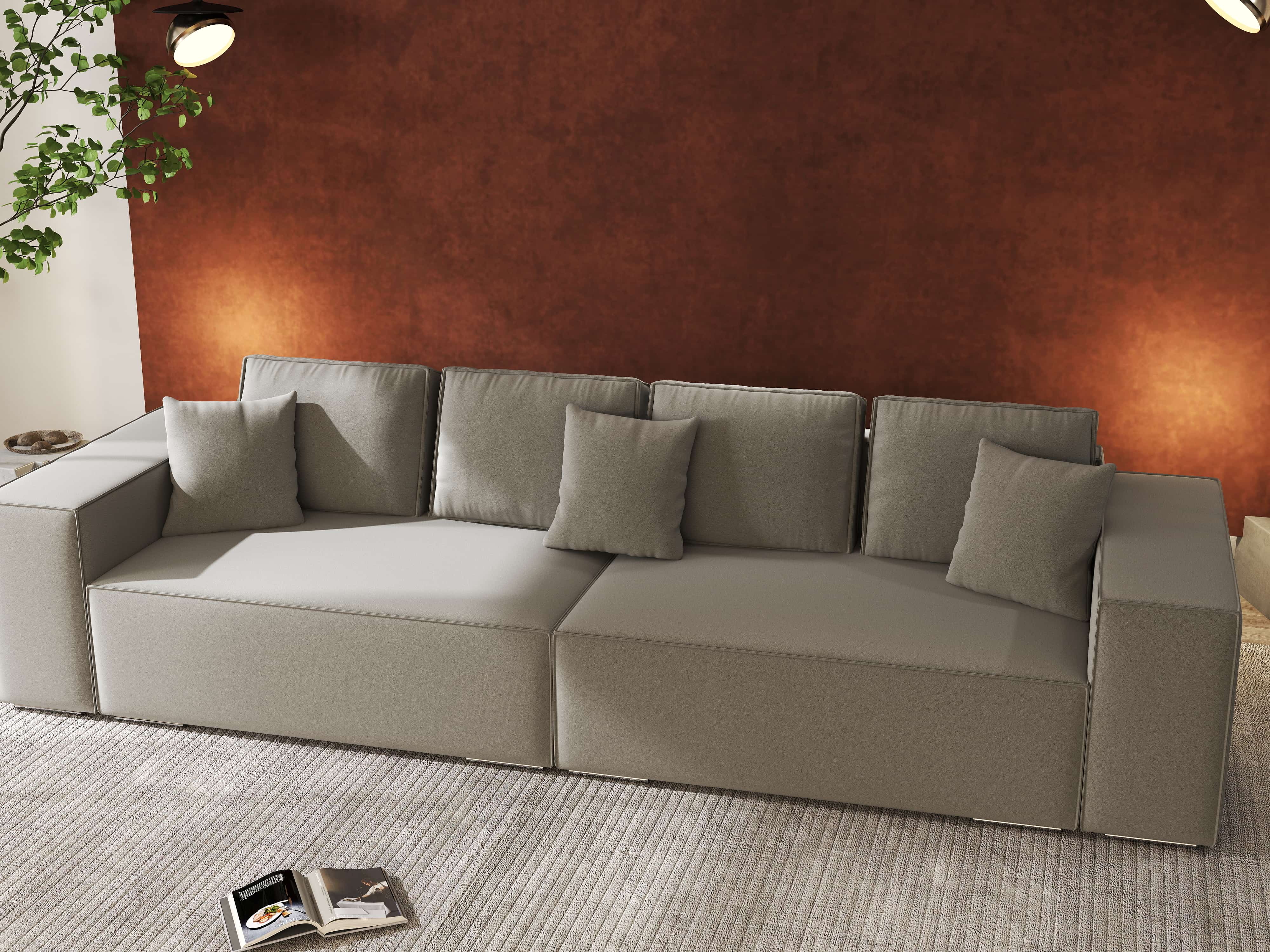 Canapea extensibilă dumonde cu ladă de depozitare si sezut confortabil din spuma HR, Dream Royal Gri 310x100 cm Fabrica