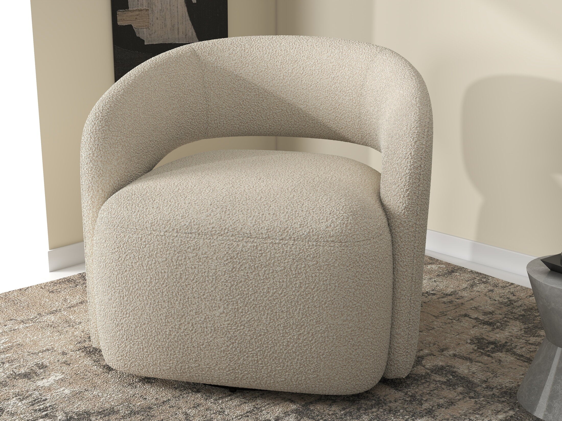 Fotoliu dumonde tapitat Bej modern Elvaro 77x83cm