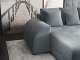 Colțar extensibil dumonde cu ladă de depozitare si sezut confortabil din spuma HR, Verona Zoom Gri Mint 290x185 cm Fabrica