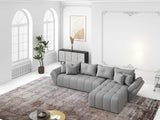 Colțar extensibil dumonde cu ladă de depozitare si sezut confortabil din spuma HR, Berlin XL Enjoy Lux Grey 350x185 cm II Fabrica
