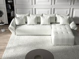 Colțar extensibil dumonde cu ladă de depozitare si sezut confortabil din spuma HR, Berlin XL Ambience Ivory II 350x185 cm Fabrica