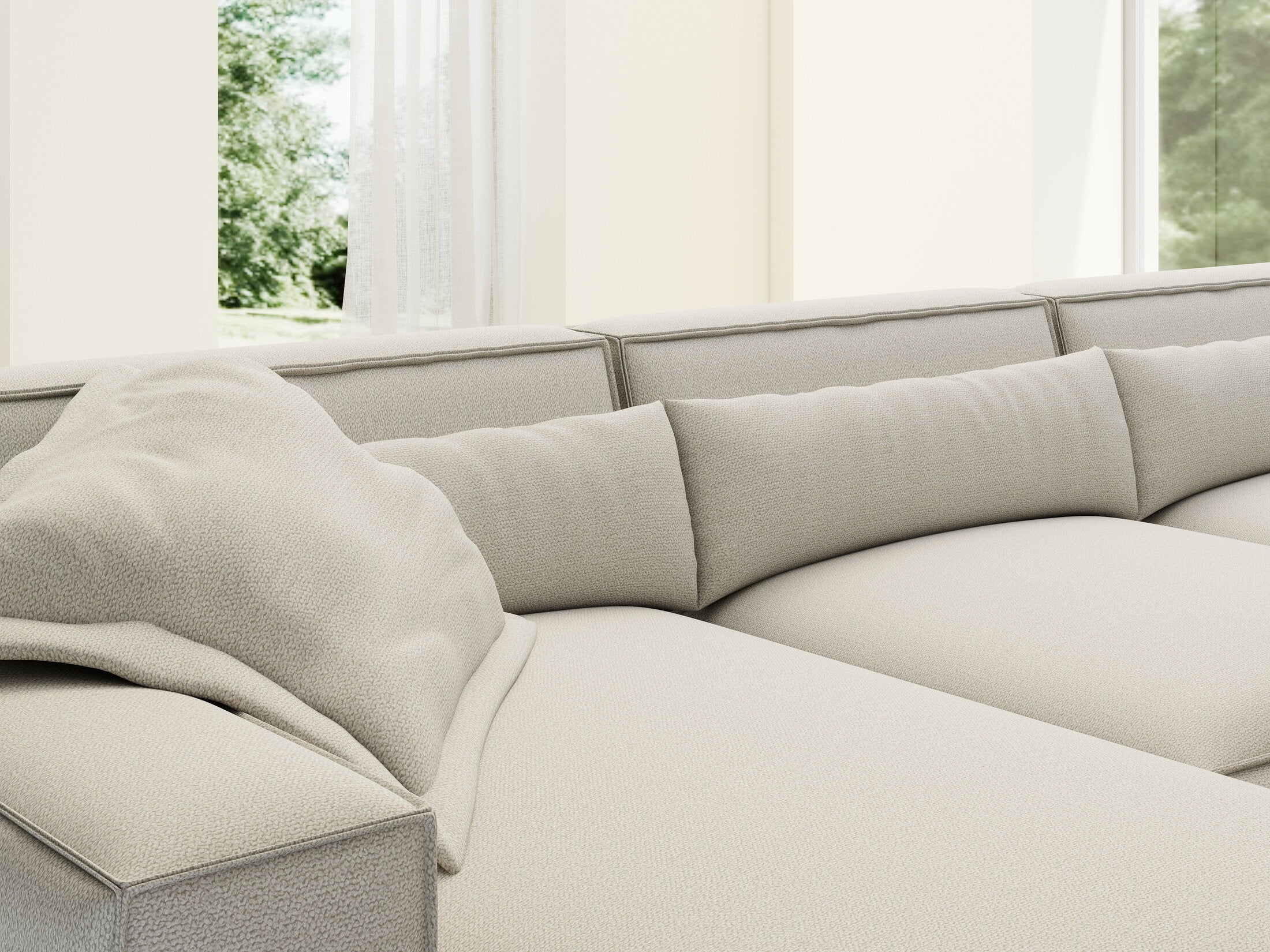 Colțar dumonde cu sezut confortabil din spuma HR, Marvelo XL Enjoy Bej 366x175 cm