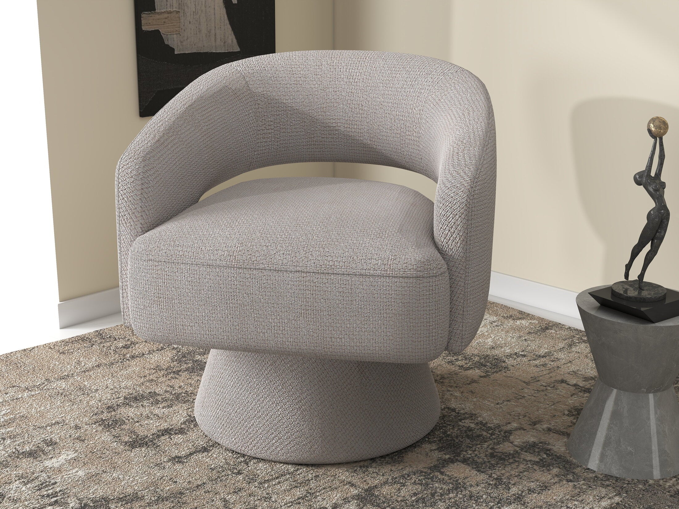 Fotoliu dumonde tapitat Bej modern Solenne 71x68cm