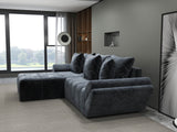 Colțar extensibil dumonde cu ladă de depozitare si sezut confortabil din spuma HR, Berlin Euphoria Gri Grafit 280x185 cm Fabrica