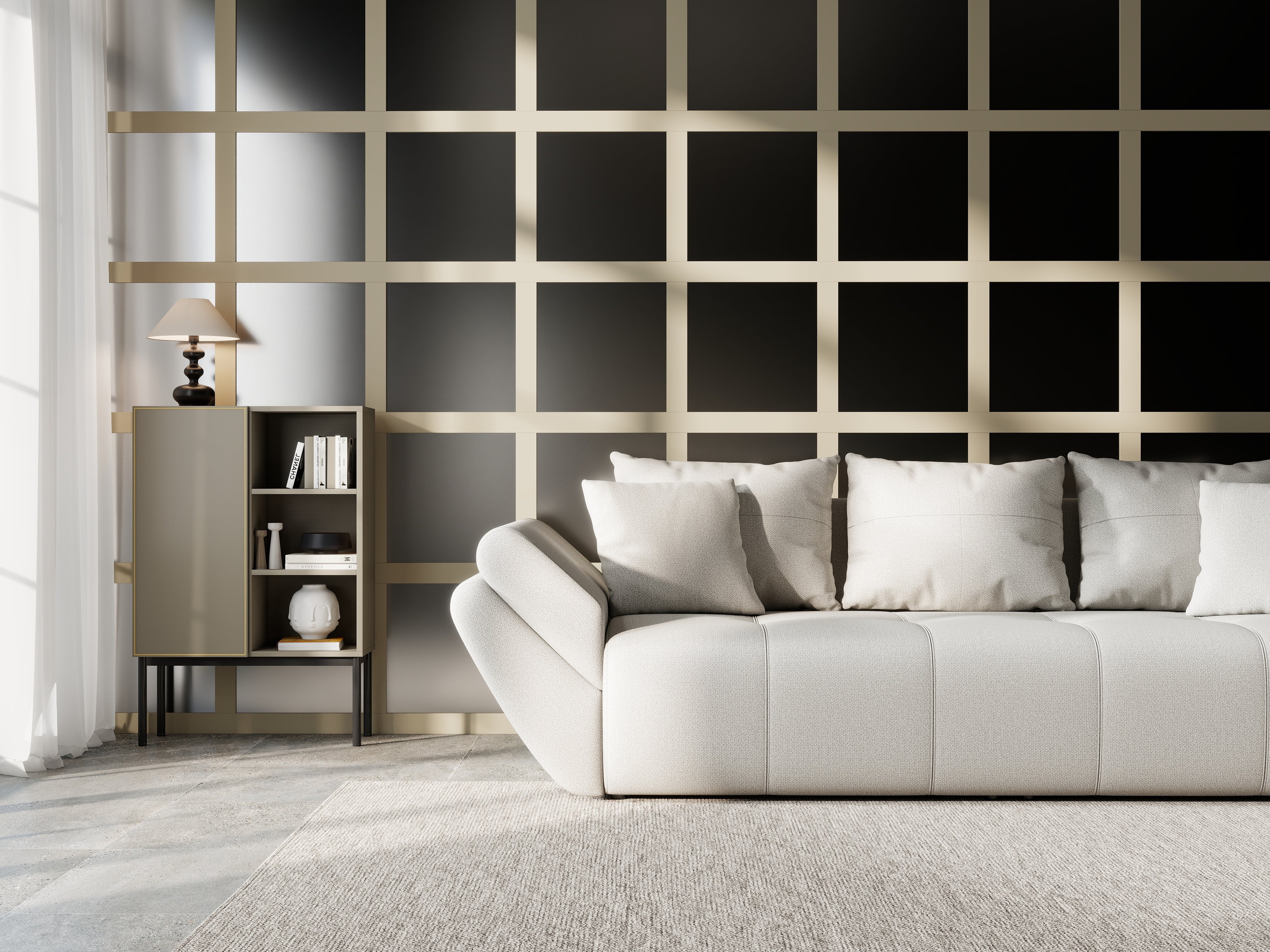 Canapea extensibilă dumonde cu ladă de depozitare si sezut confortabil din spuma HR, Berlin New Bej 250x100 cm Fabrica