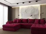 Colțar extensibil dumonde cu ladă de depozitare si sezut confortabil din spuma HR, Loana U Bordeaux Zoom 355x185 cm Fabrica