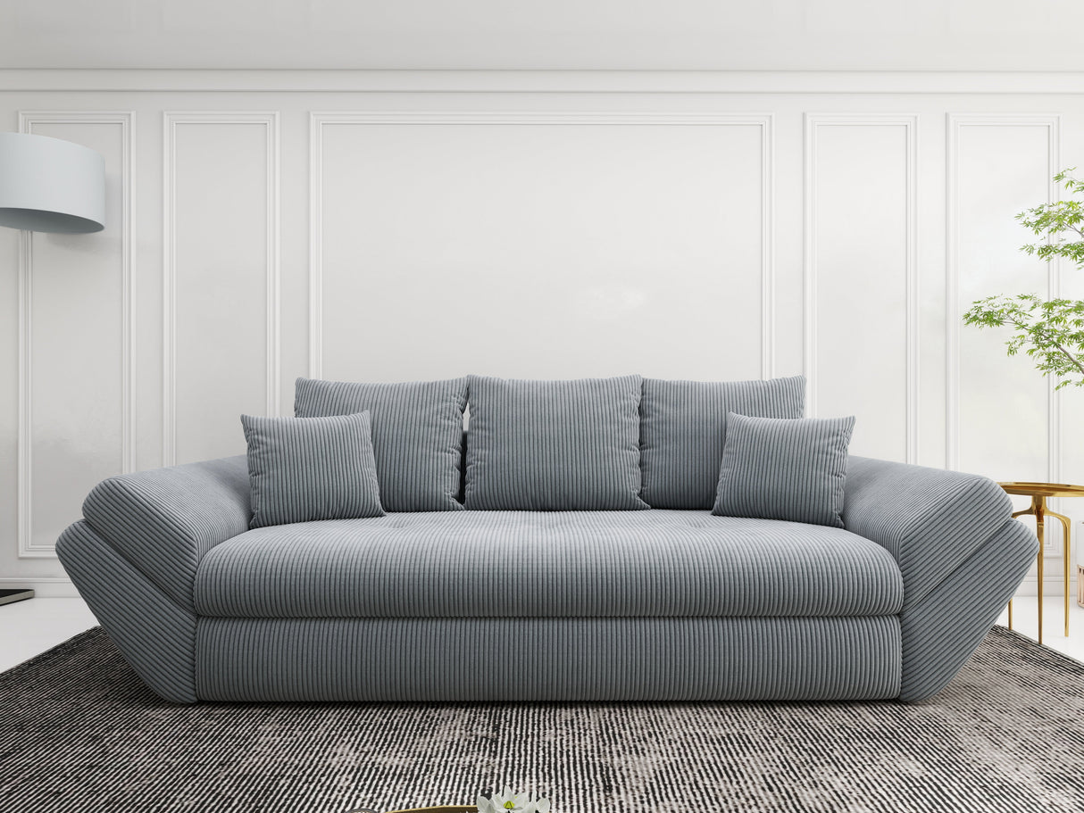 Canapea extensibilă dumonde cu ladă de depozitare si sezut confortabil din spuma HR, Loana Zoom Grey Mint 250x100 cm Fabrica