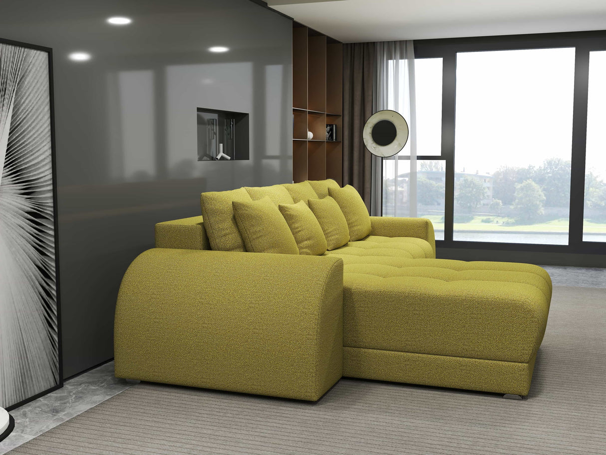 Colțar extensibil dumonde cu ladă de depozitare si sezut confortabil din spuma HR, Verona Enjoy Verde 290x185 cm Fabrica
