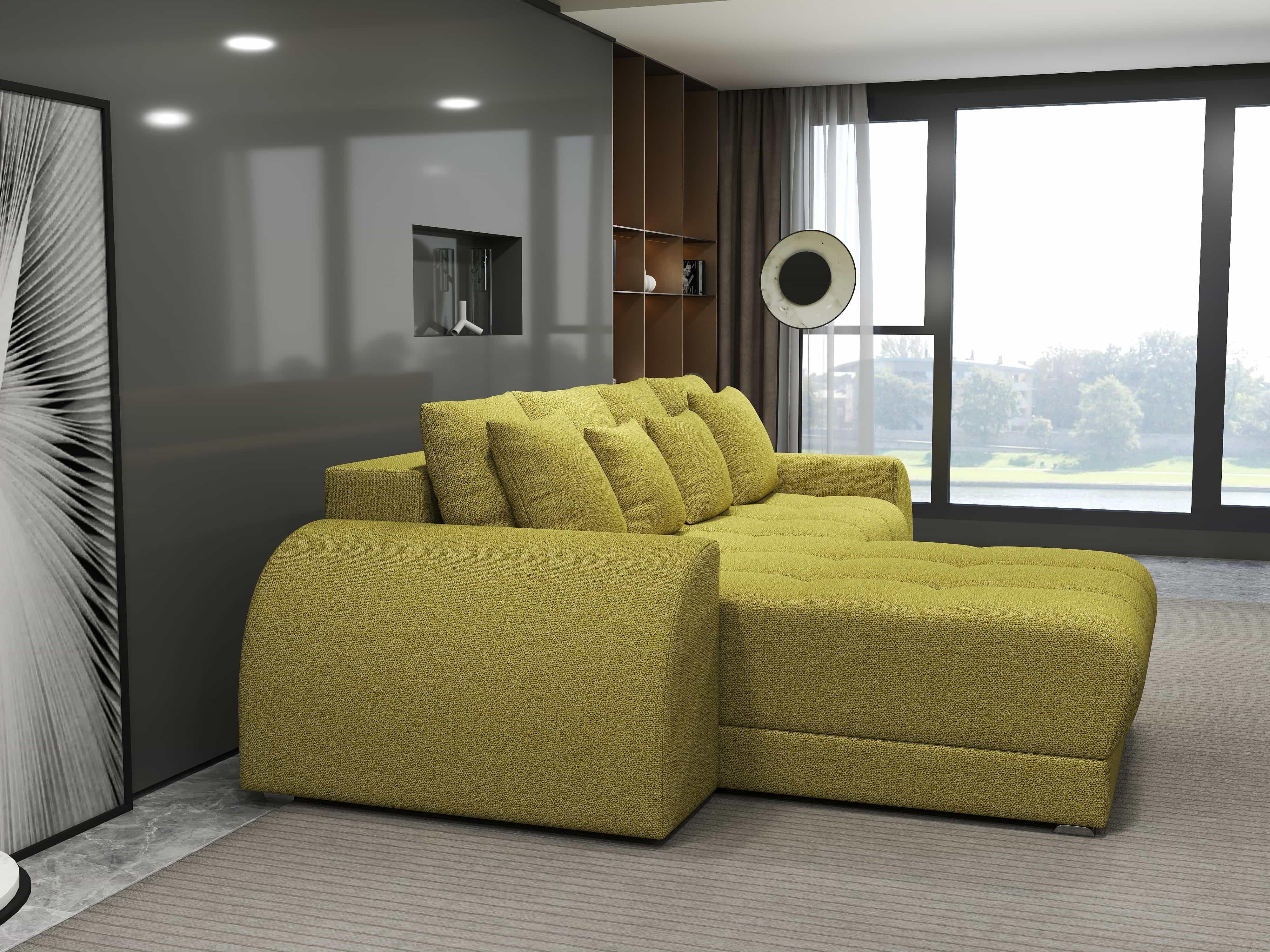 Colțar extensibil dumonde cu ladă de depozitare si sezut confortabil din spuma HR, Verona Enjoy Verde 290x185 cm Fabrica
