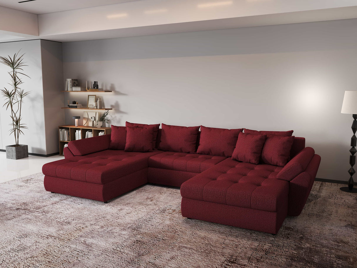 Colțar extensibil dumonde cu ladă de depozitare si sezut confortabil din spuma HR, Loana Enjoy Red U 355x185 cm Fabrica